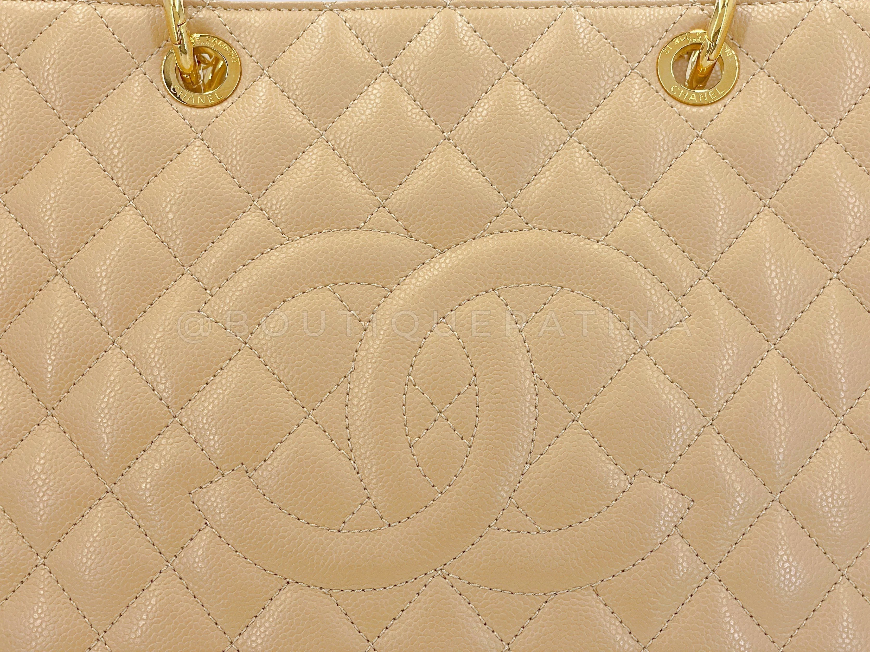 Pristine 2014 Chanel Beige Caviar Grand Shopper Tote GST Bag GHW SJU - Image 8