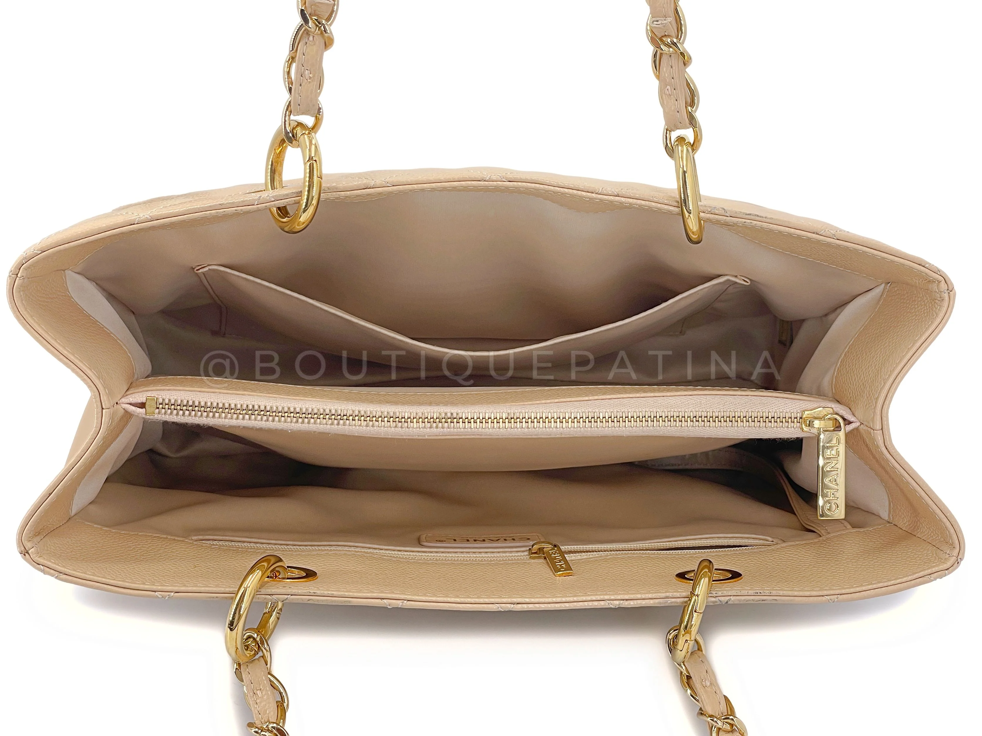 Pristine 2014 Chanel Beige Caviar Grand Shopper Tote GST Bag GHW SJU - Image 9