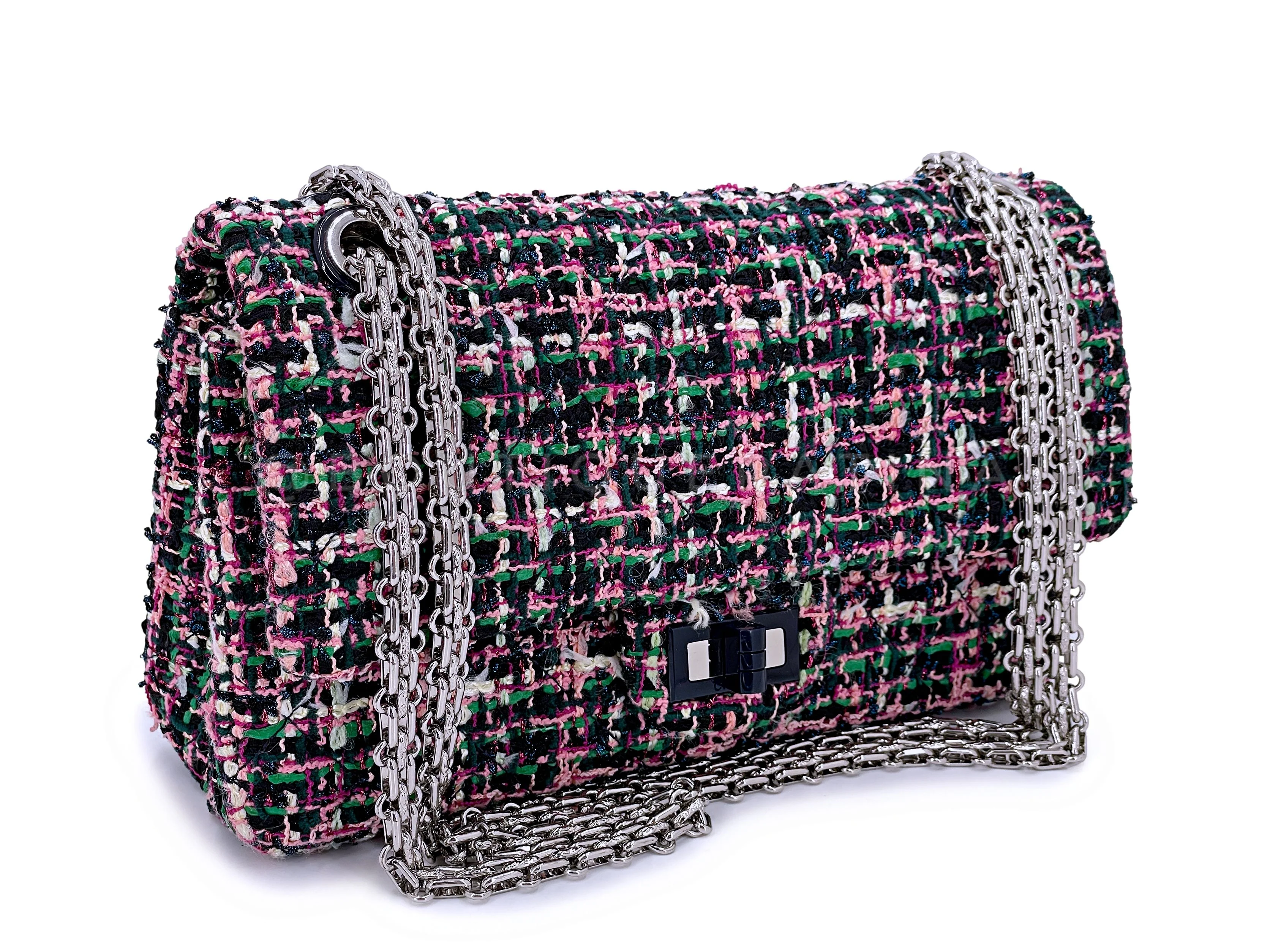 Rare Chanel 19P Tweed Reissue 225 Classic Flap Bag 24k GHW Small - Image 2