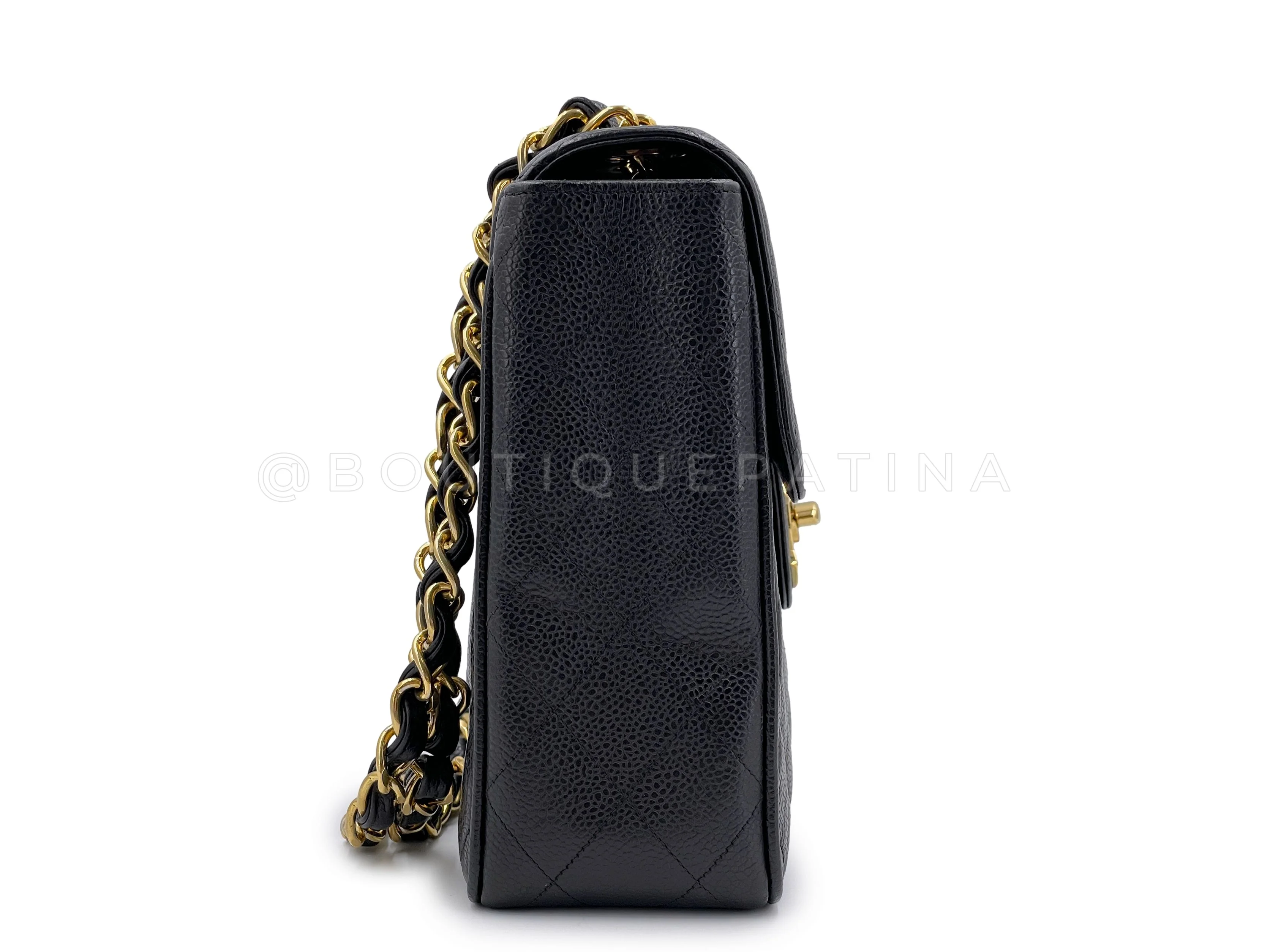 Chanel 1994 Vintage Black Caviar Jumbo Classic Flap Bag 24k GHW - Image 4