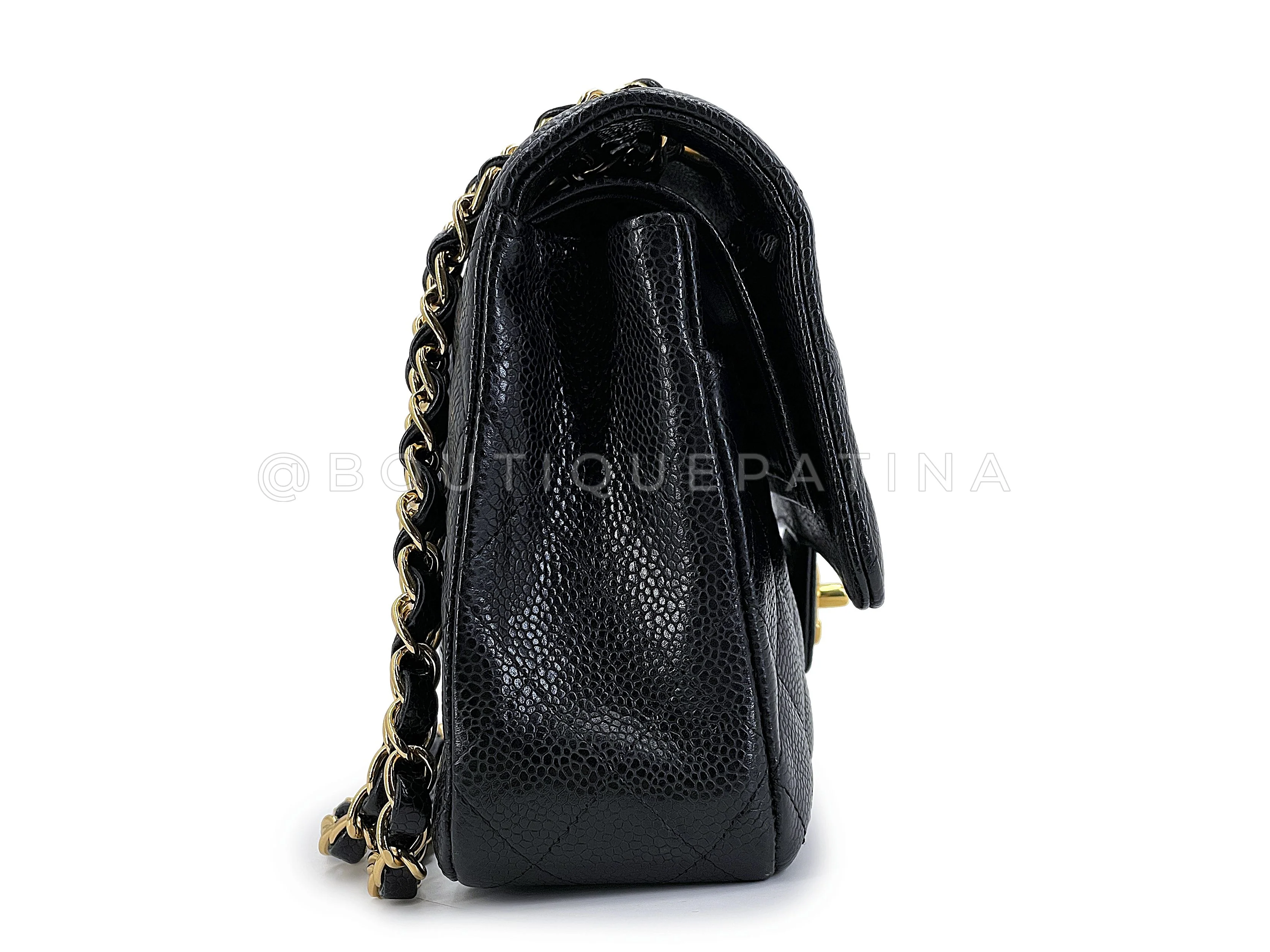 Chanel Vintage Black Caviar Medium Classic Flap Bag 2008 Double 24k GHW D3R - Image 4
