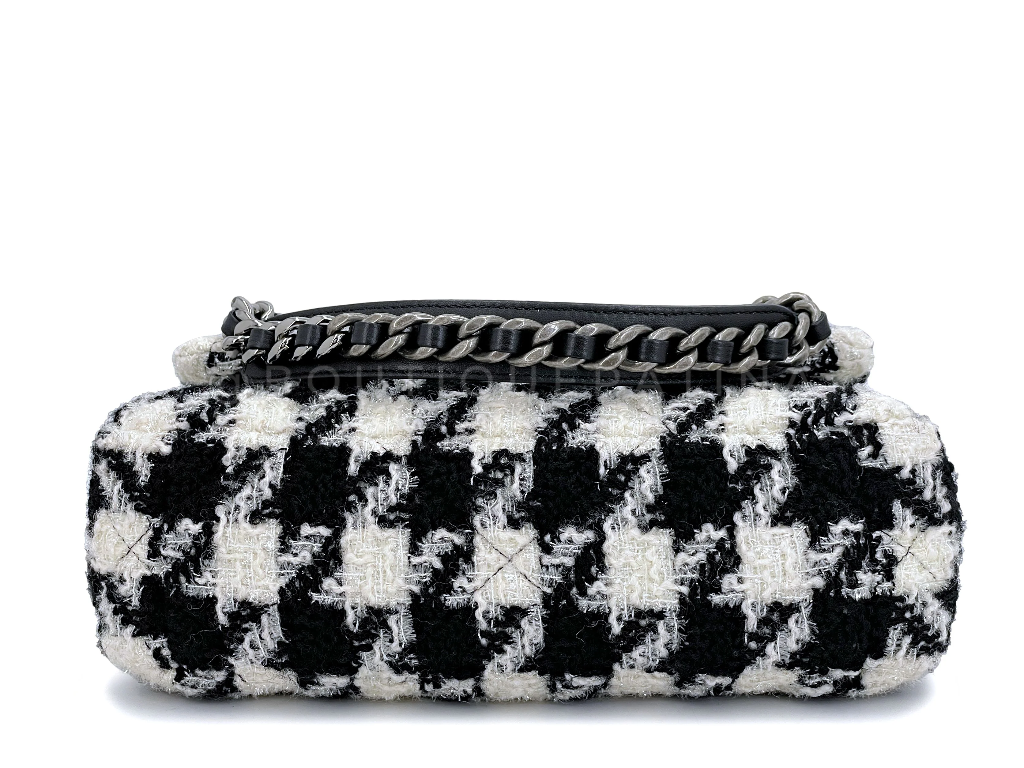 Chanel 19 Small Medium Houndstooth Tweed Flap Bag - Image 6