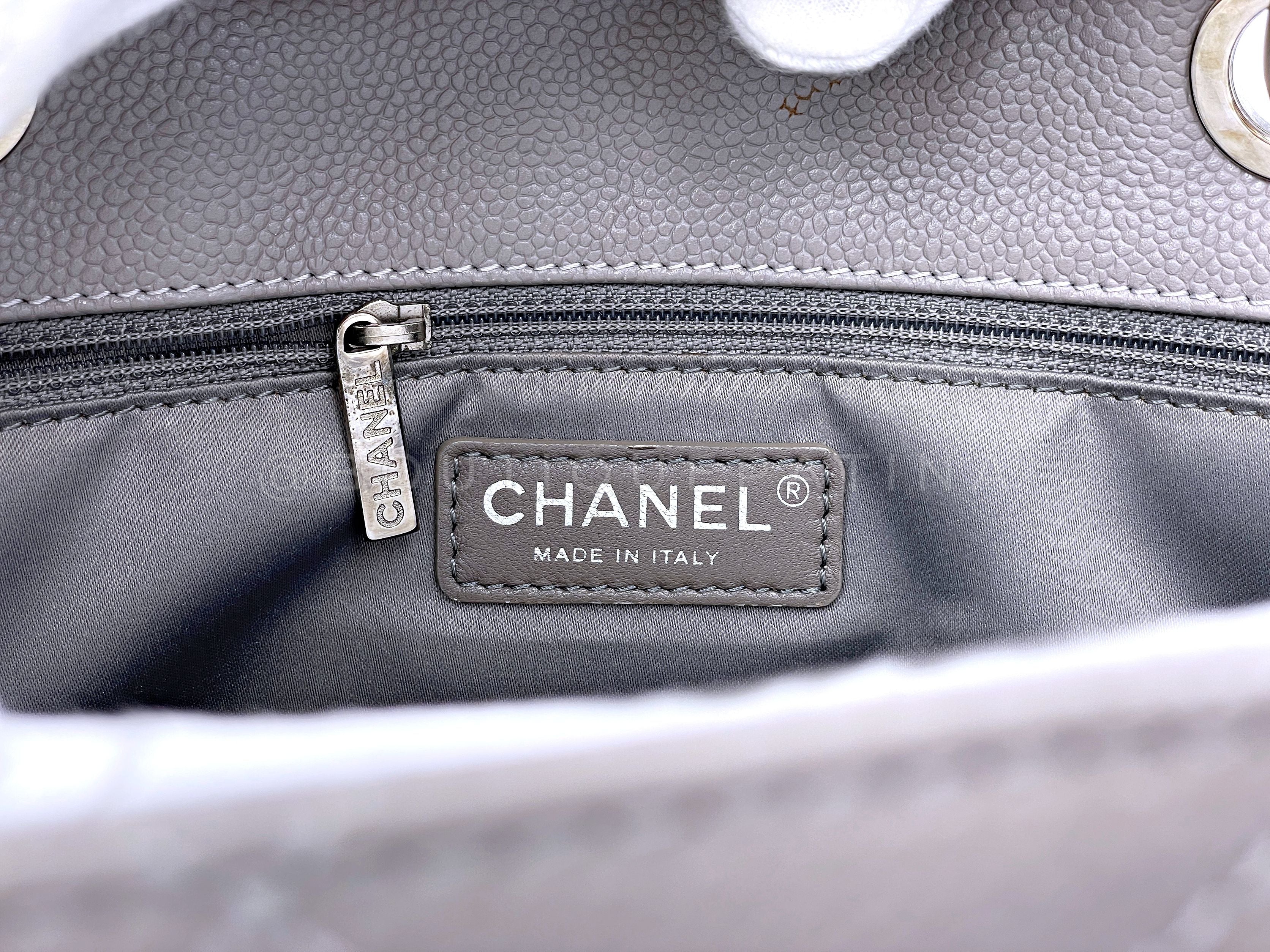 Chanel Gray Caviar Grand Shopper Tote GST Bag SHW - Image 9