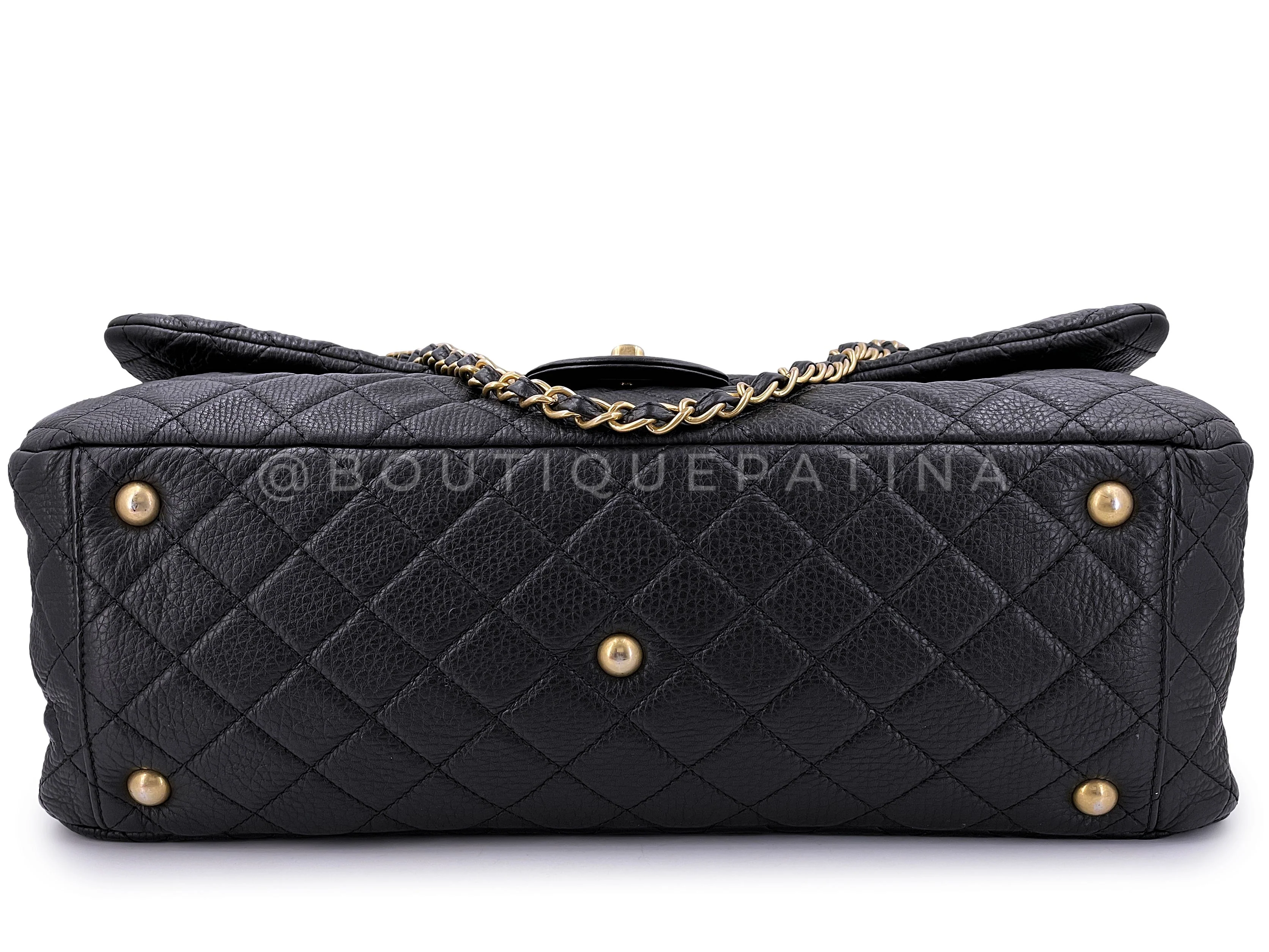 Chanel Black Ltd Airlines Runway Travel XXL Classic Flap Bag GHW - Image 6