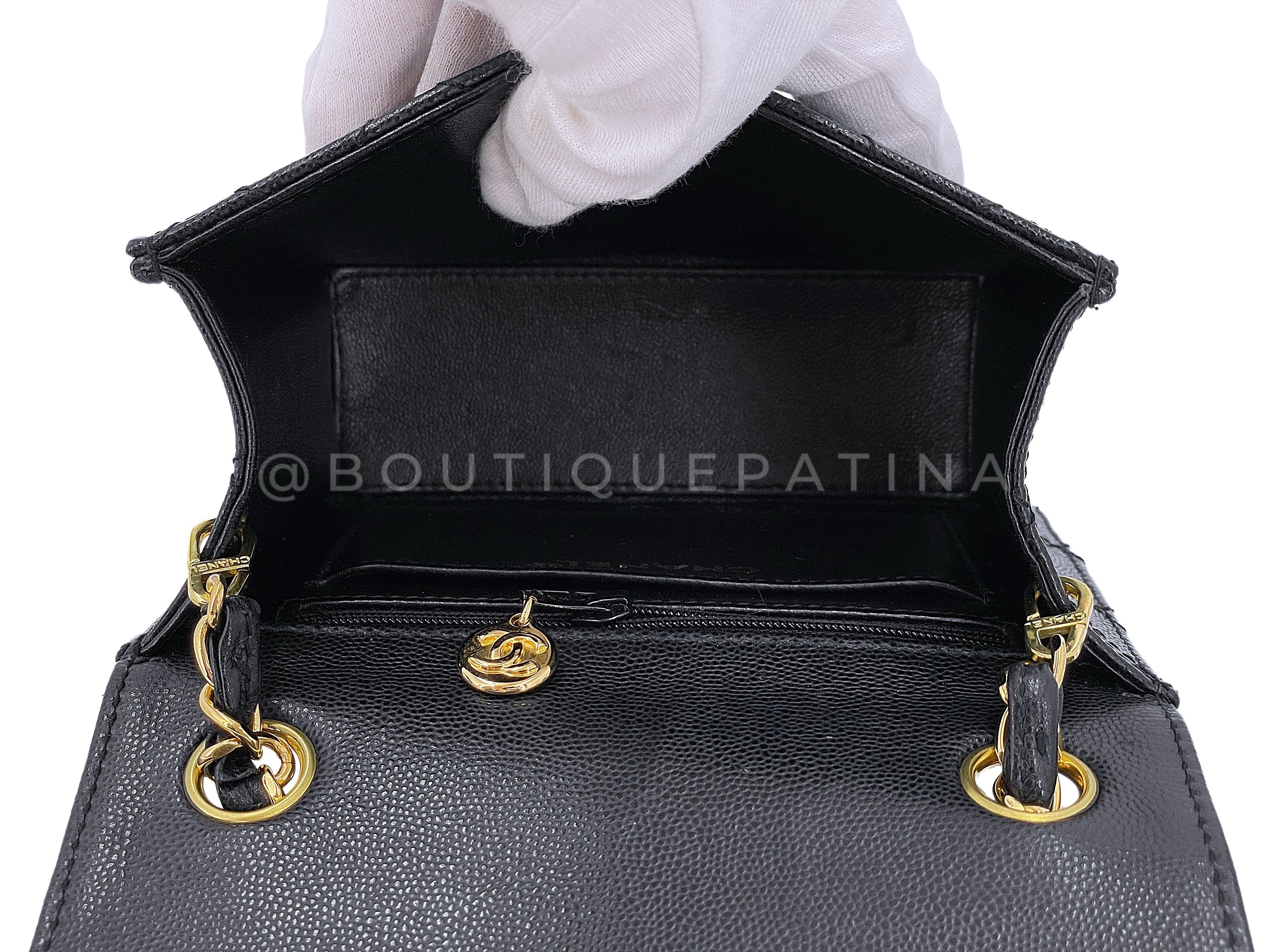 Chanel 1997 Vintage Black Caviar Square Mini Flap Bag 24k GHW 5XE - Image 10