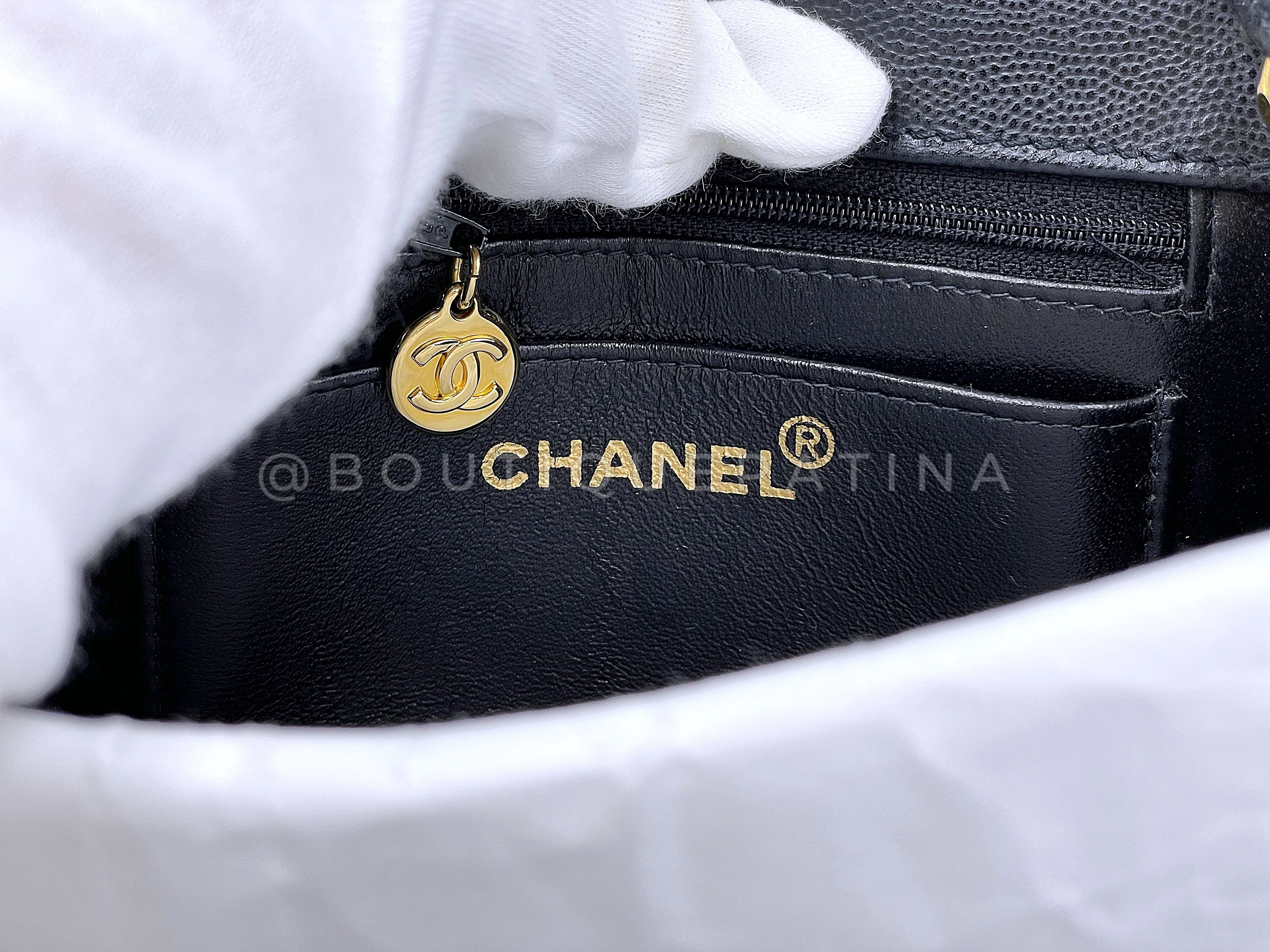 Chanel 1997 Vintage Black Caviar Square Mini Flap Bag 24k GHW 5XE - Image 11