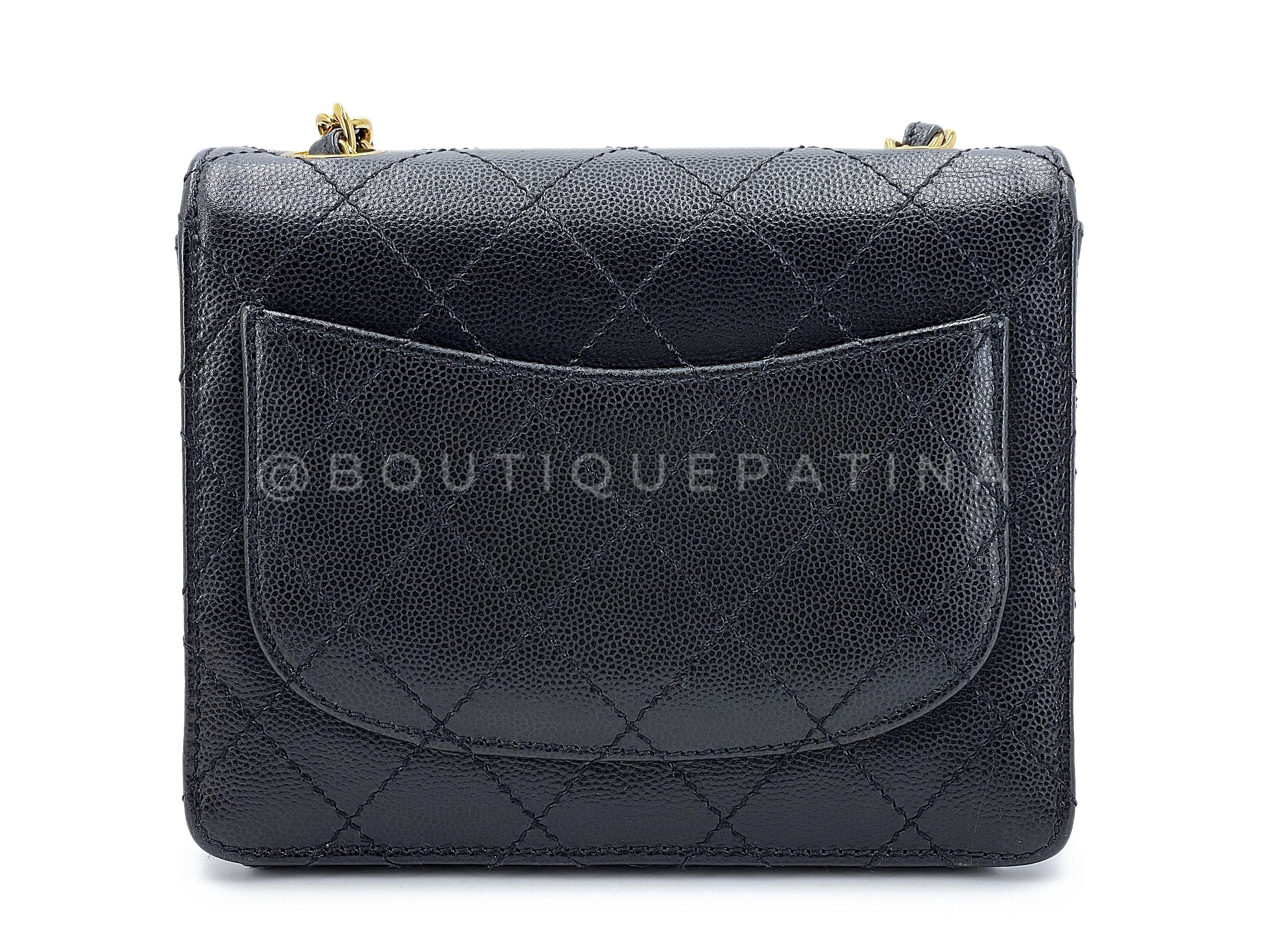 Chanel 1997 Vintage Black Caviar Square Mini Flap Bag 24k GHW 5XE - Image 5