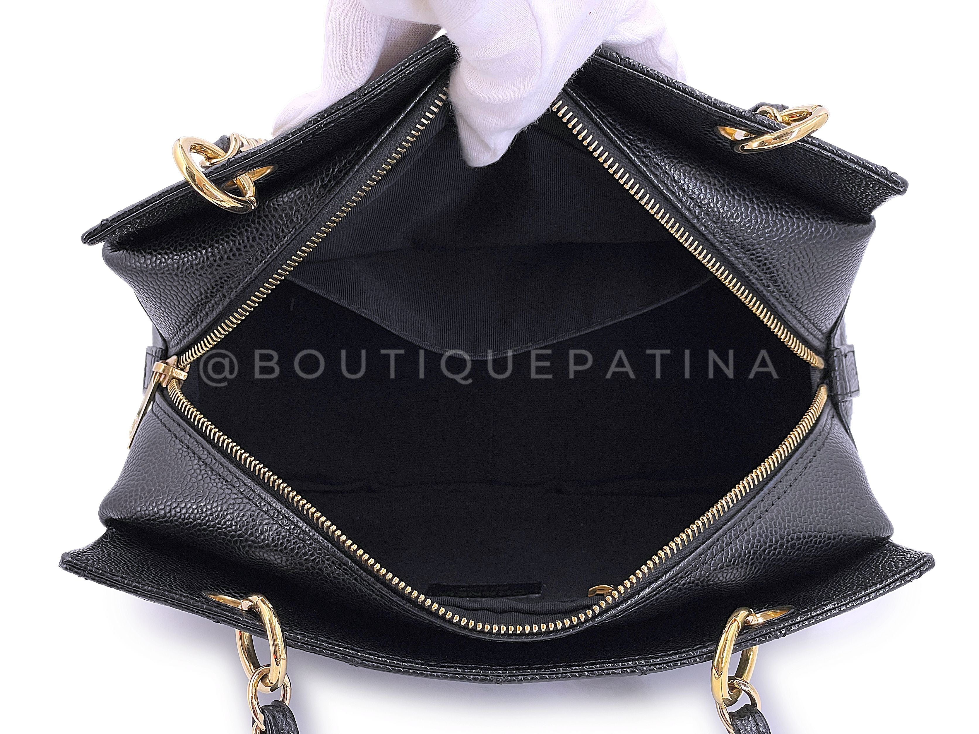 Chanel PTT Black Caviar Bag 2003 Vintage Petite Timeless Tote 24k GHW - Image 10