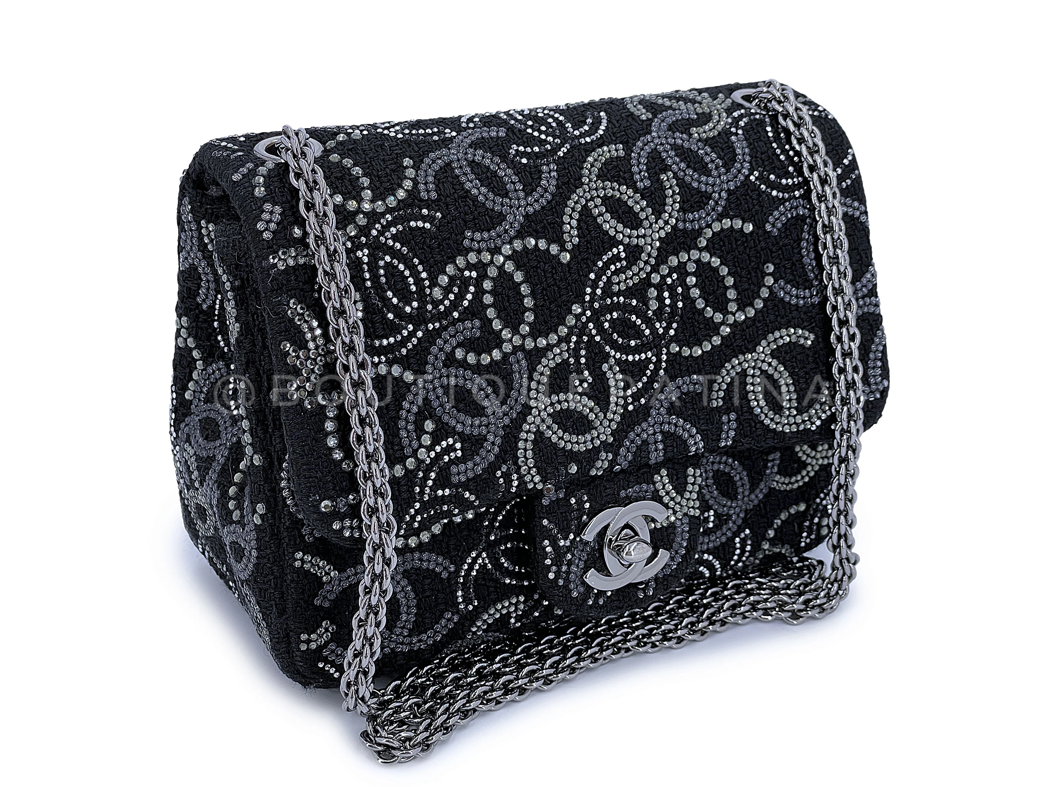 Chanel 2010 Black Paris-Shanghai Pudong Crystals Mini Flap Bag RHW 7S3 - Image 2