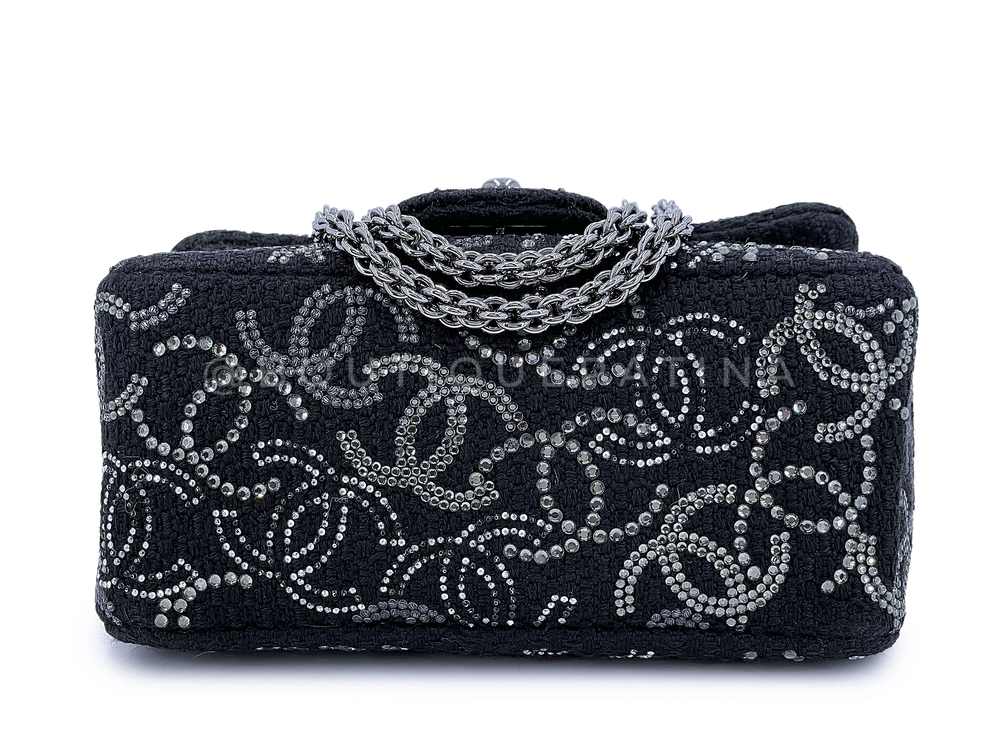 Chanel 2010 Black Paris-Shanghai Pudong Crystals Mini Flap Bag RHW 7S3 - Image 6