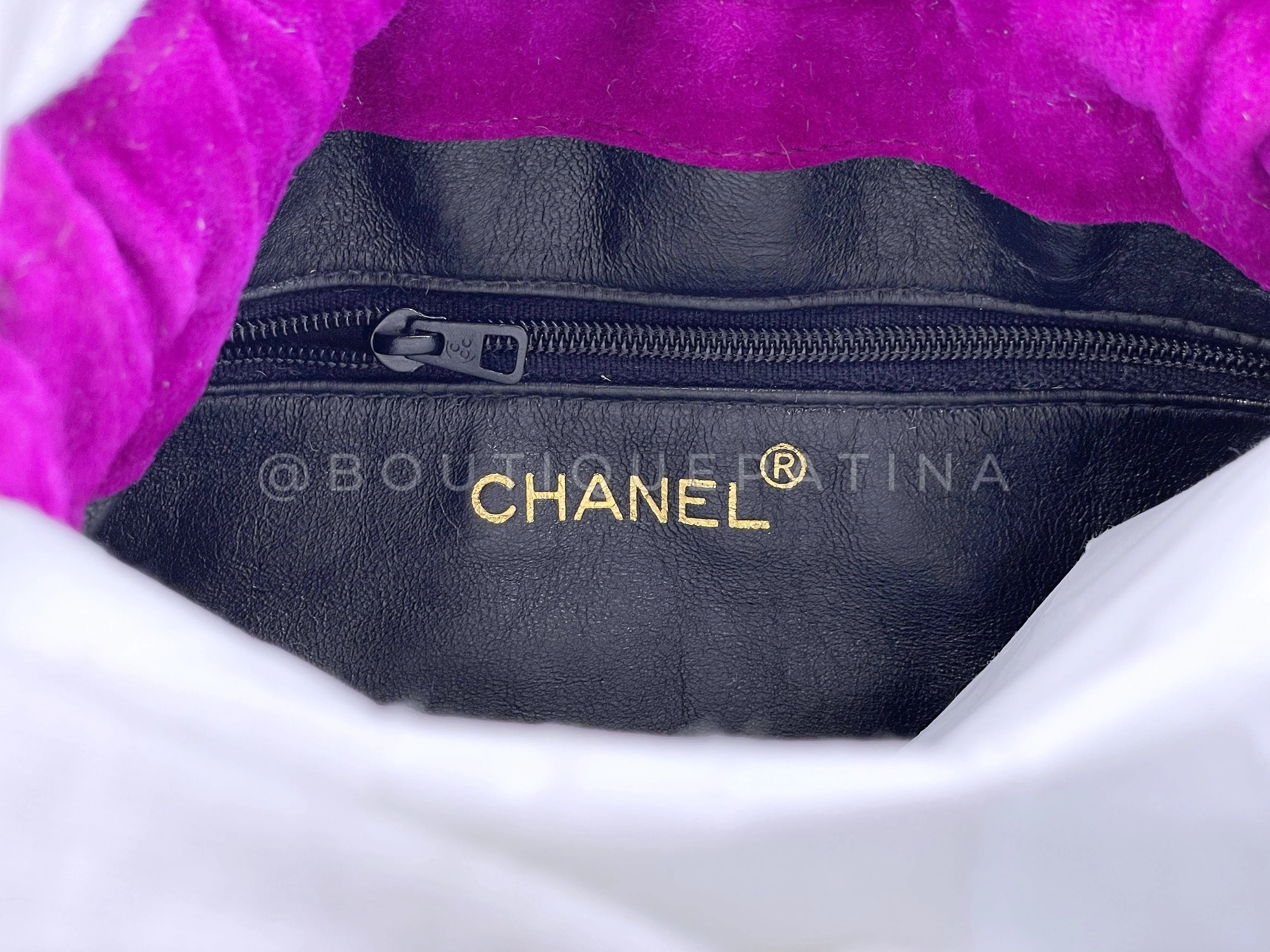 Chanel Vintage Mini Bucket Bag 1990 Pink-Purple Suede Drawstring 24k GHW 2R4 - Image 9