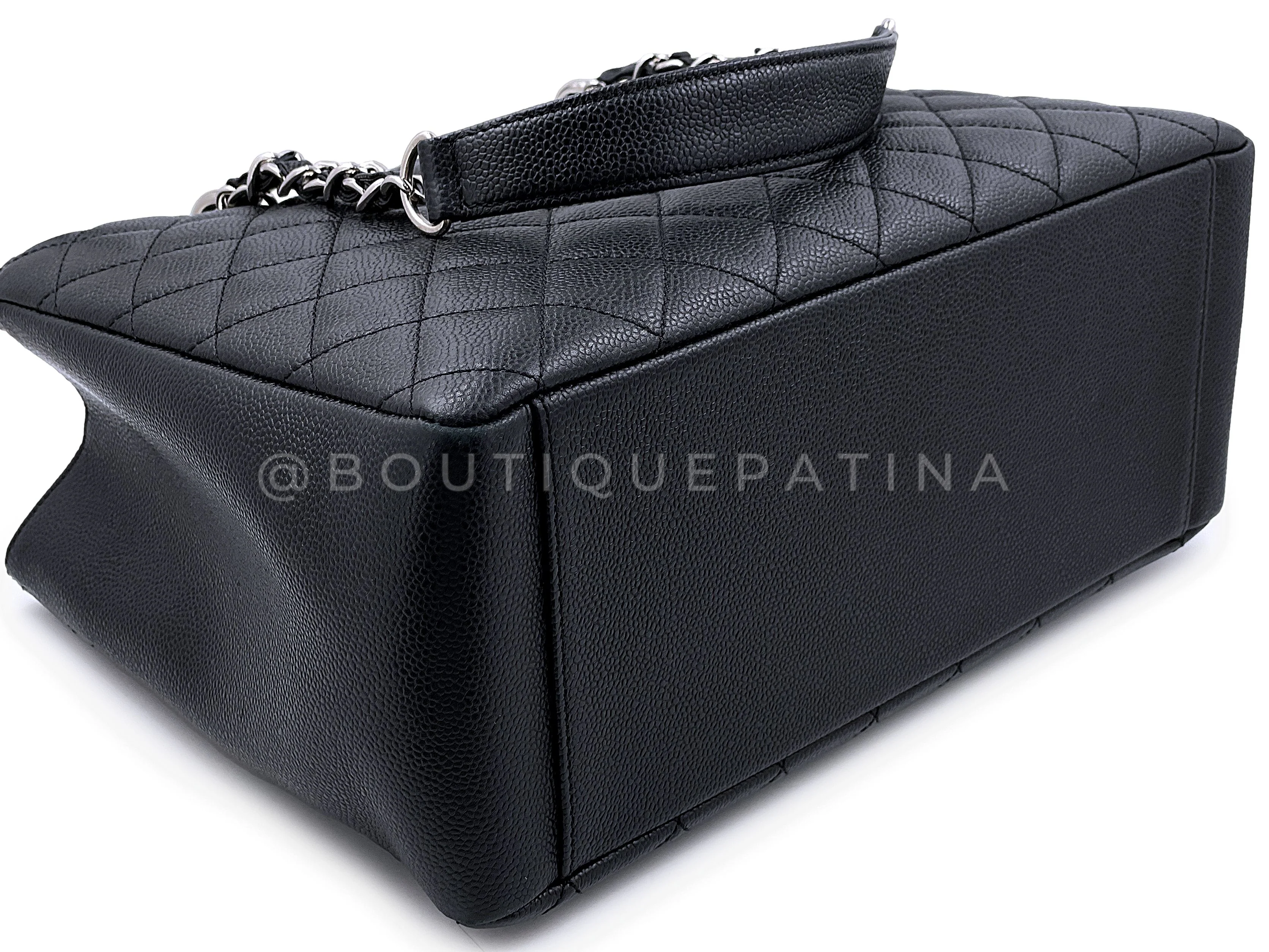 Chanel Caviar GST Grand Shopper Tote Bag Black SHW - Image 7