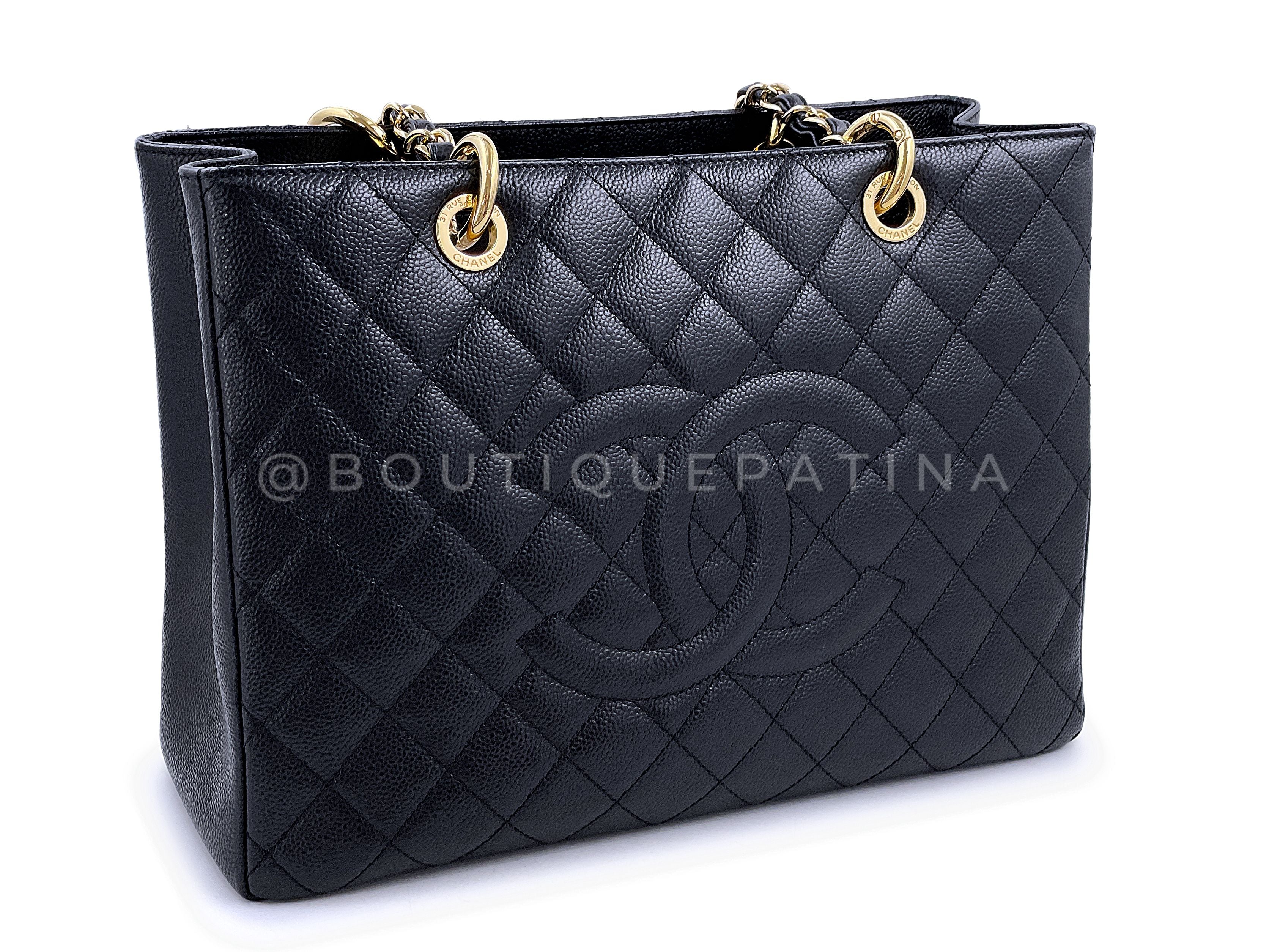 Pristine Chanel 2013 Black Caviar Grand Shopper Tote GST Bag GHW - Image 3