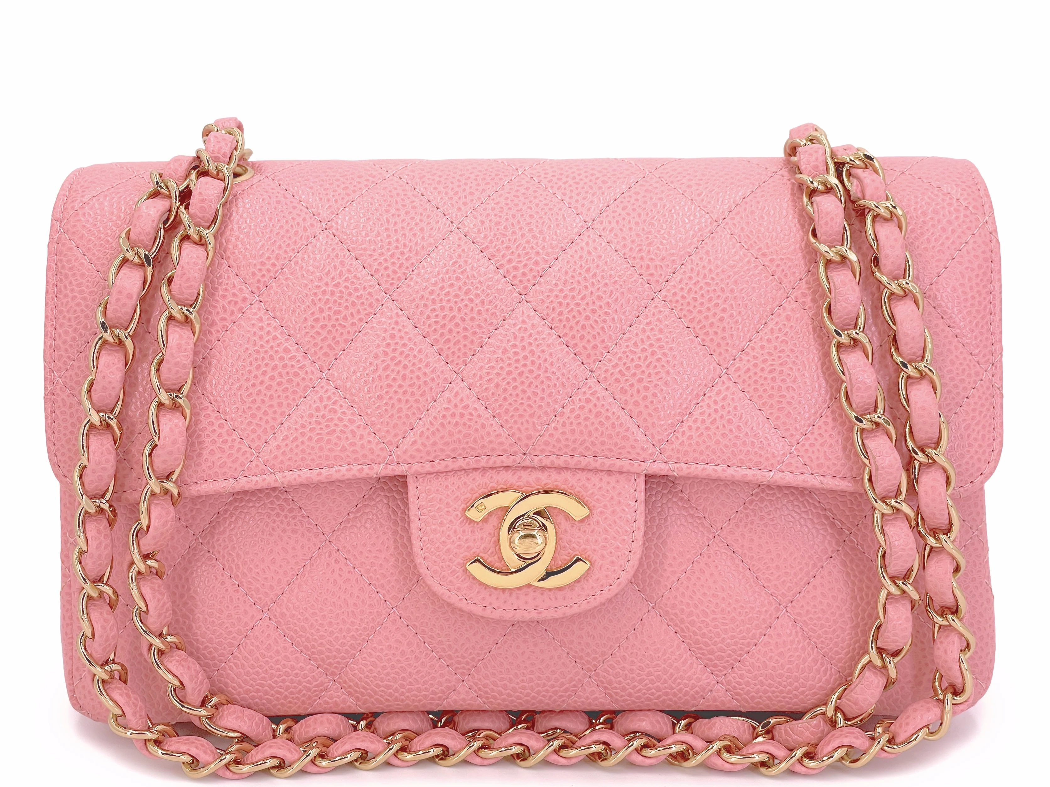 Chanel 2005 Vintage Sakura Pink Small Classic Double Flap Bag 24k GHW 2ER
