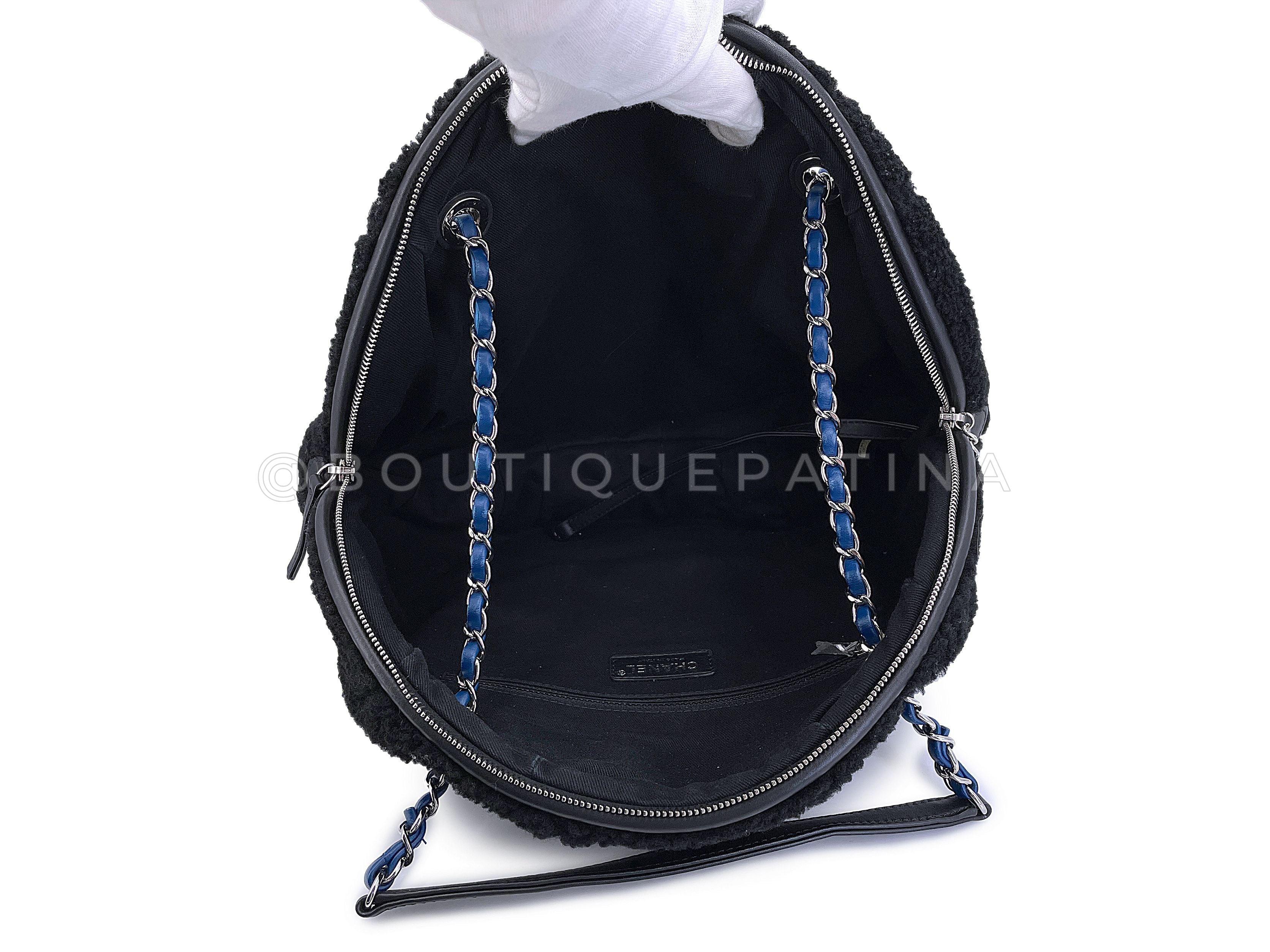 Rare Chanel Large Deauville Shearling Camera Tote Bag SHW - Image 9