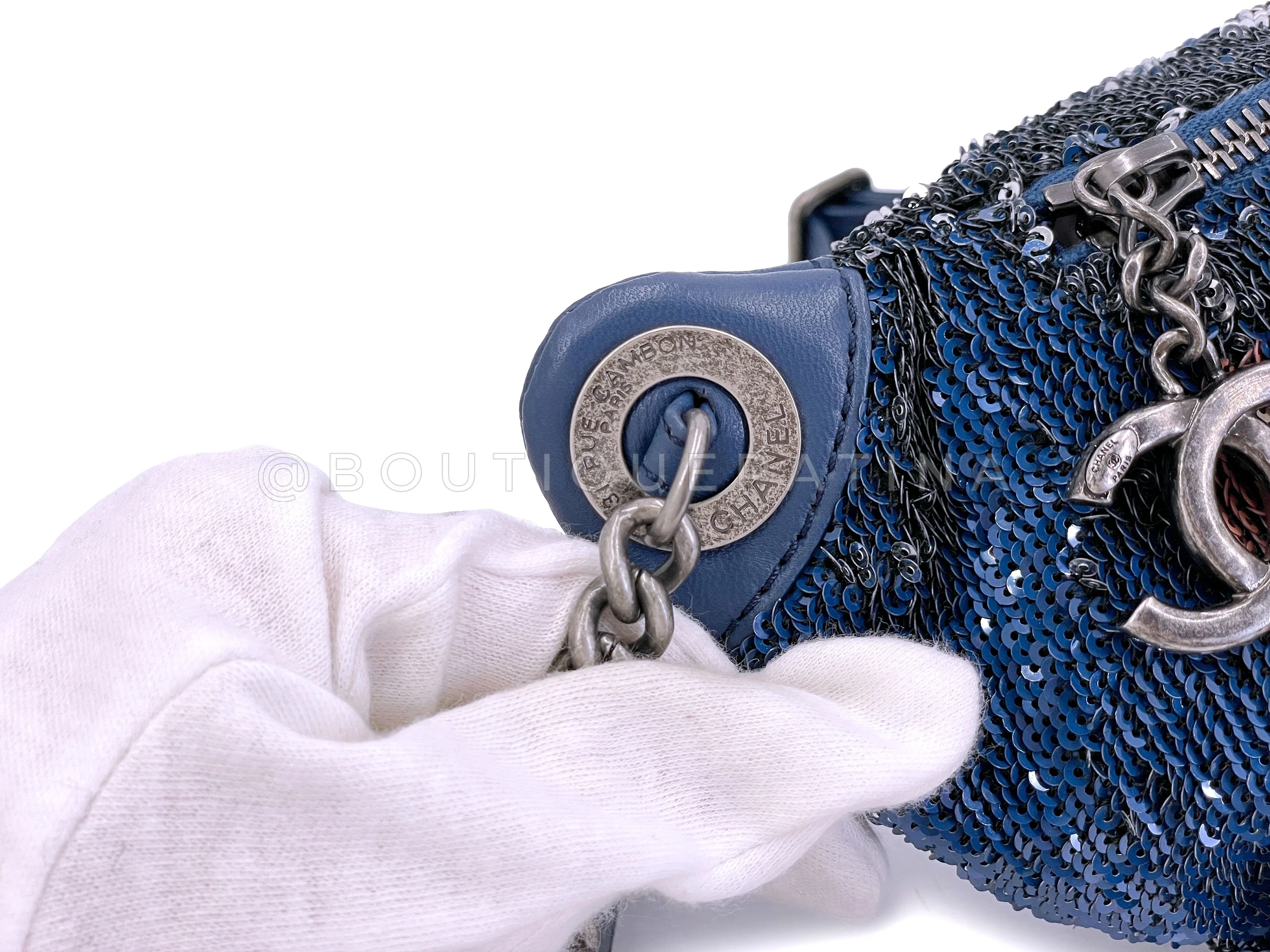 Chanel 17C Blue Pink Sequin Coco Cuba Fanny Pack Belt Bum Bag - Image 8