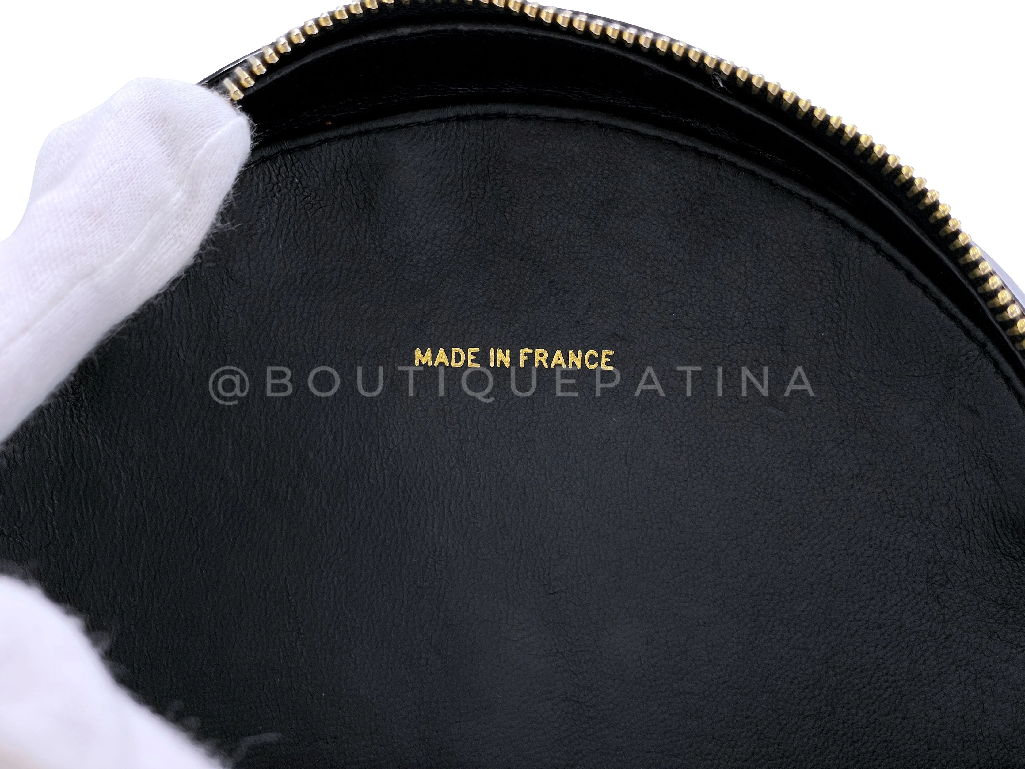 Rare Chanel 1995 "Barbie" Round Patent Circle Vanity Case Bag 24k GHW - Image 11