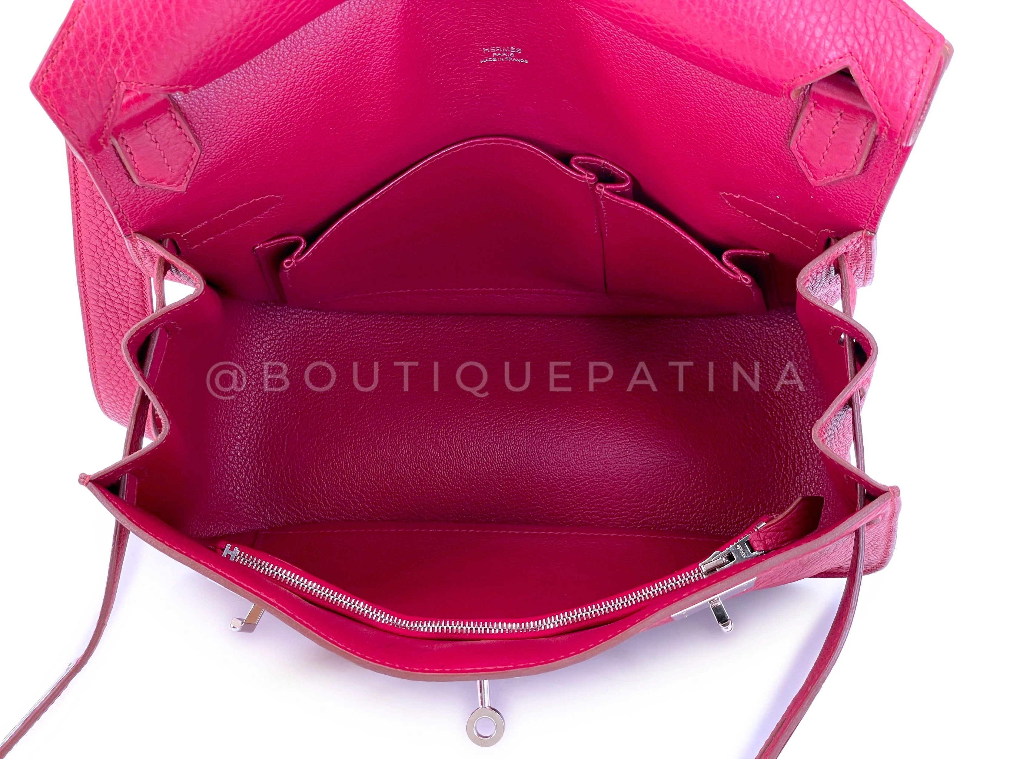Hermes Tosca Red Jypsiere II 31cm Crossbody Messenger Bag PHW Clemence - Image 11