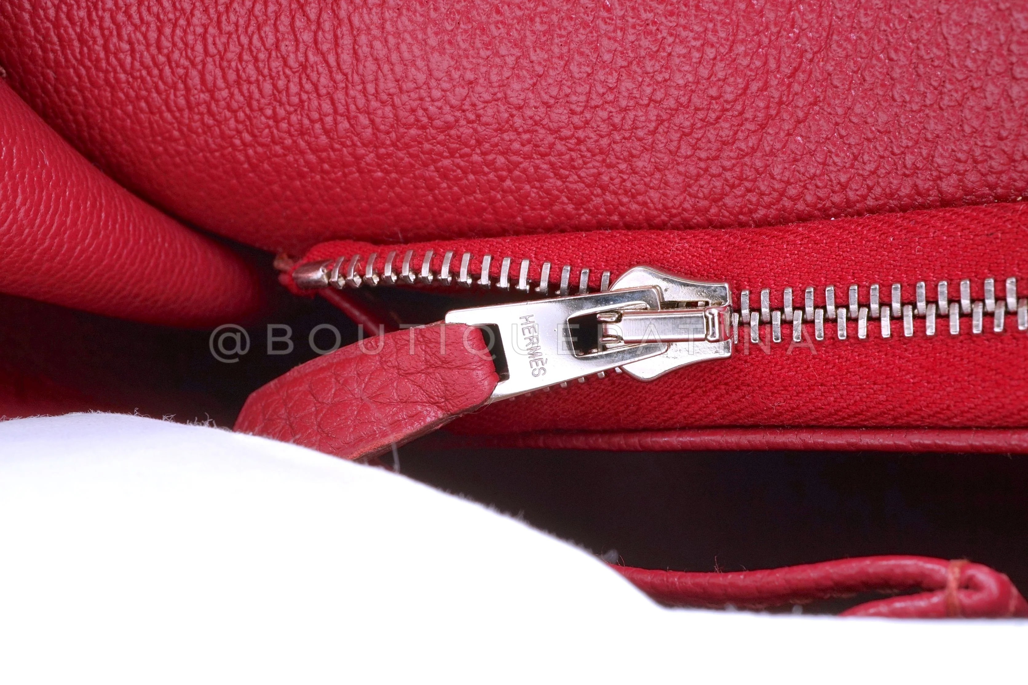 Hermes Tosca Red Jypsiere II 31cm Crossbody Messenger Bag PHW Clemence - Image 13