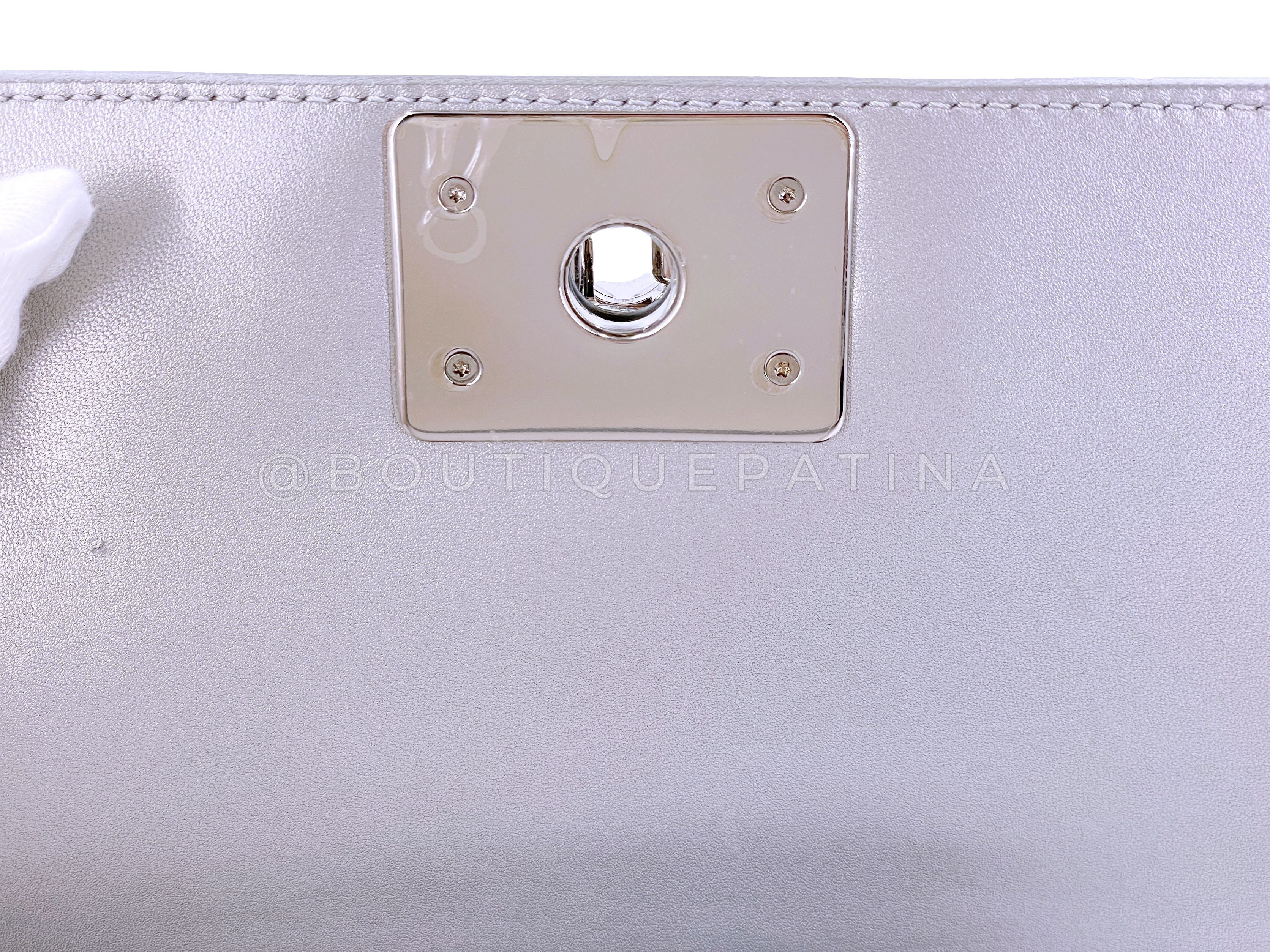 Chanel 18S Turquoise Mermaid Iridescent Water Boy Flap Bag Small - Image 12