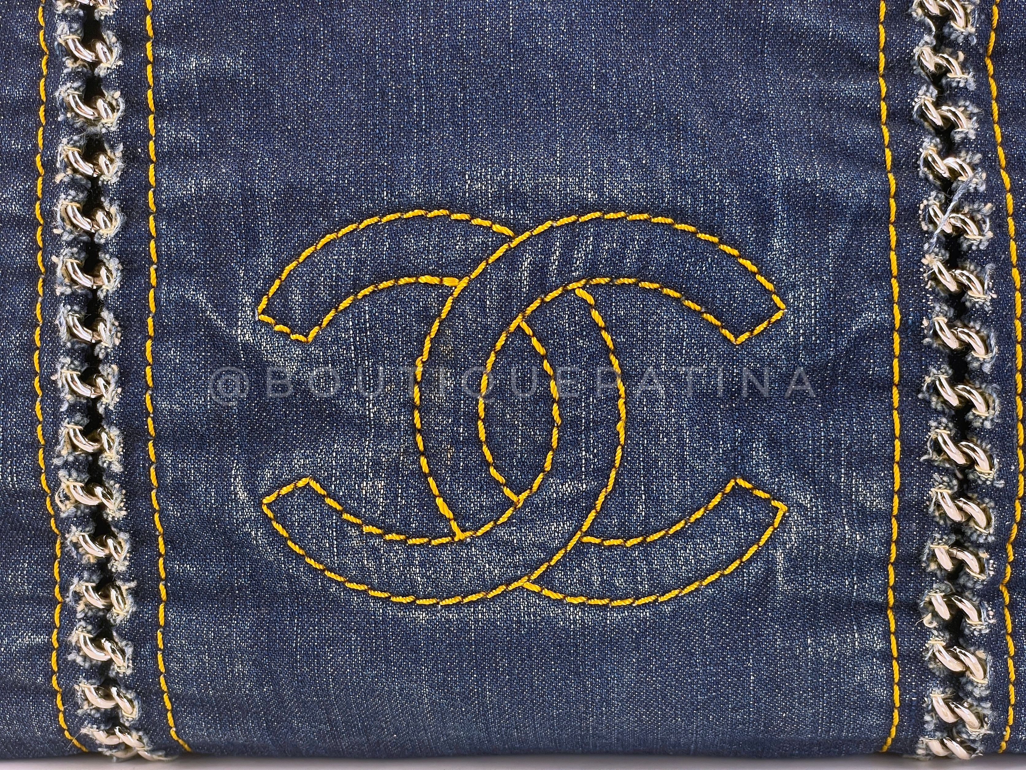 Chanel Vintage 2007 Denim Luxury Ligne Soft Tote Bag SHW - Image 8
