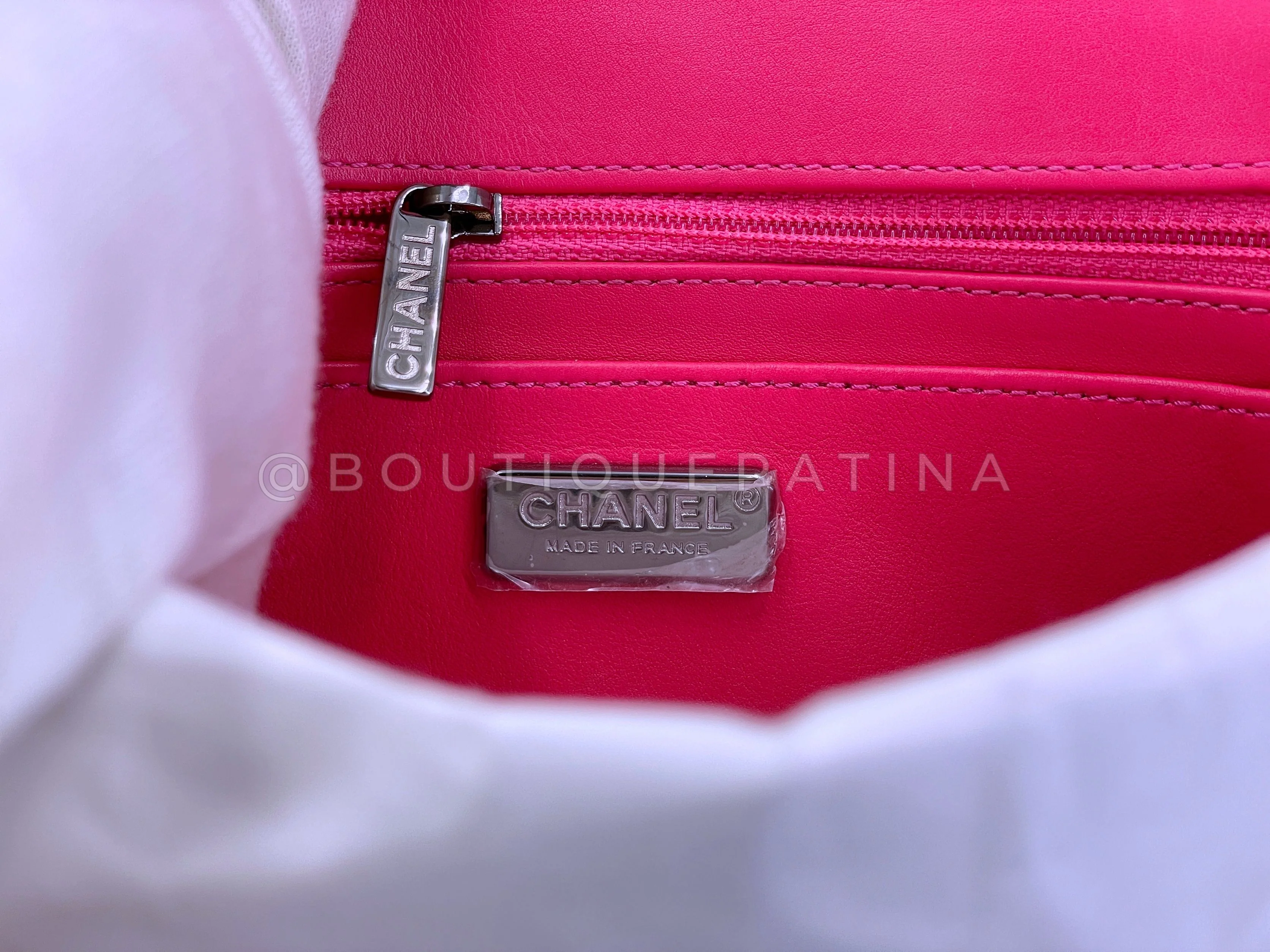 Chanel 2014 Fuchsia Pink Python Rectangular Mini Flap Bag RHW - Image 10