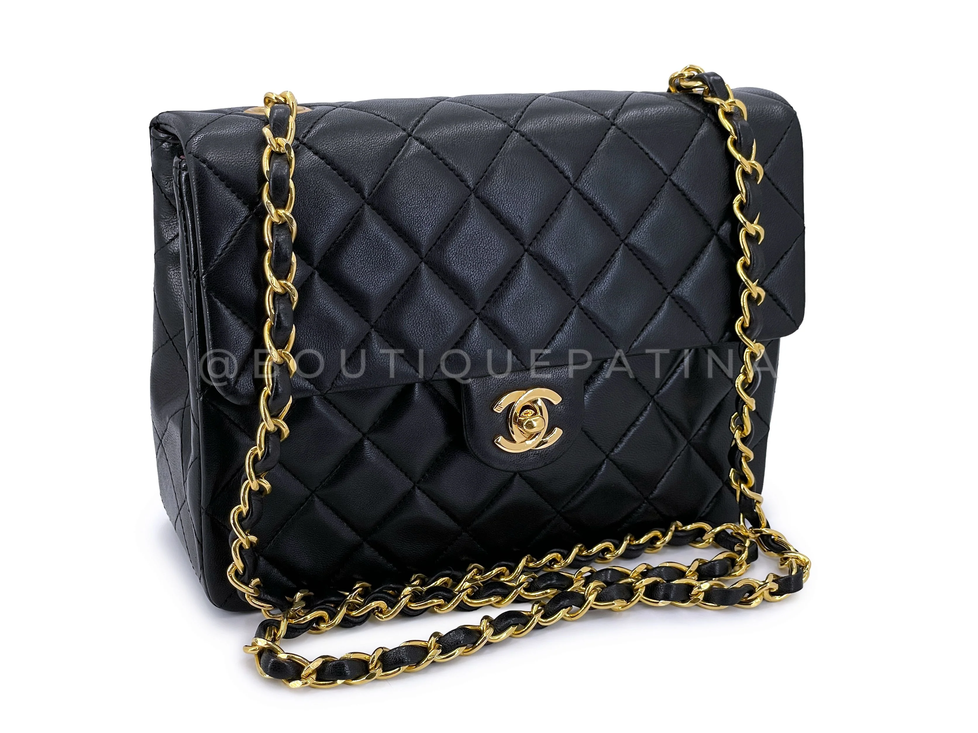 Chanel Vintage 1989 Black 20cm Mini Flap Bag 24k GHW - Image 2