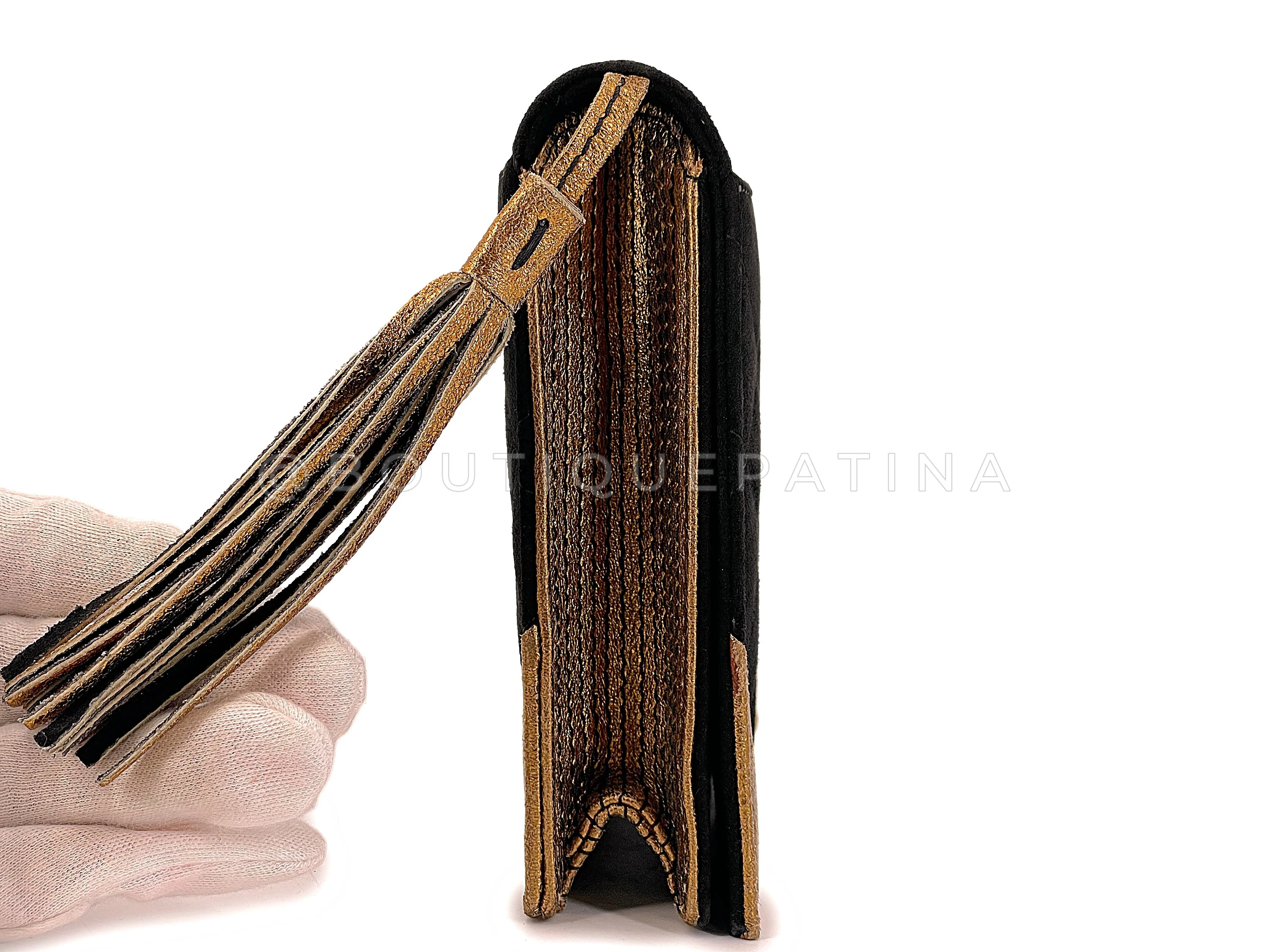 Chanel 2004 "Bible" Book Minaudière Clutch Bag Brown Suede Gold - Image 3