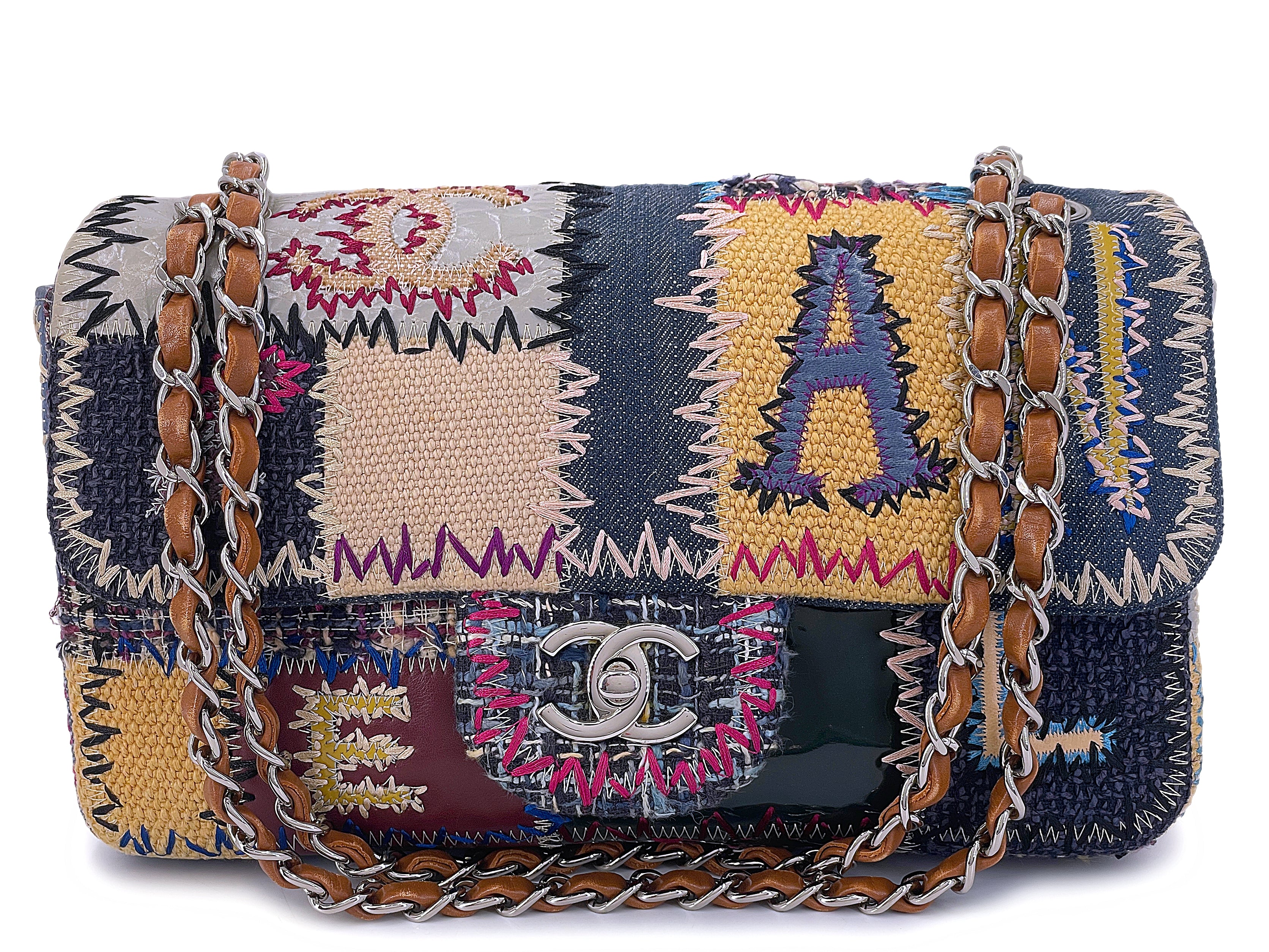 Rare 2012 Chanel Medium Denim Patchwork Flap Bag SHW