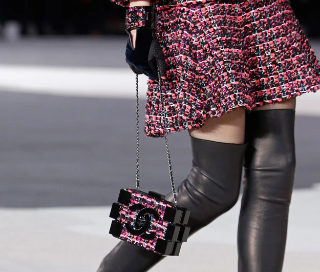 Chanel 2013 Fuchsia Black Tweed Lego Brick Minaudière Clutch Bag RHW Plexiglass F95 - Image 18