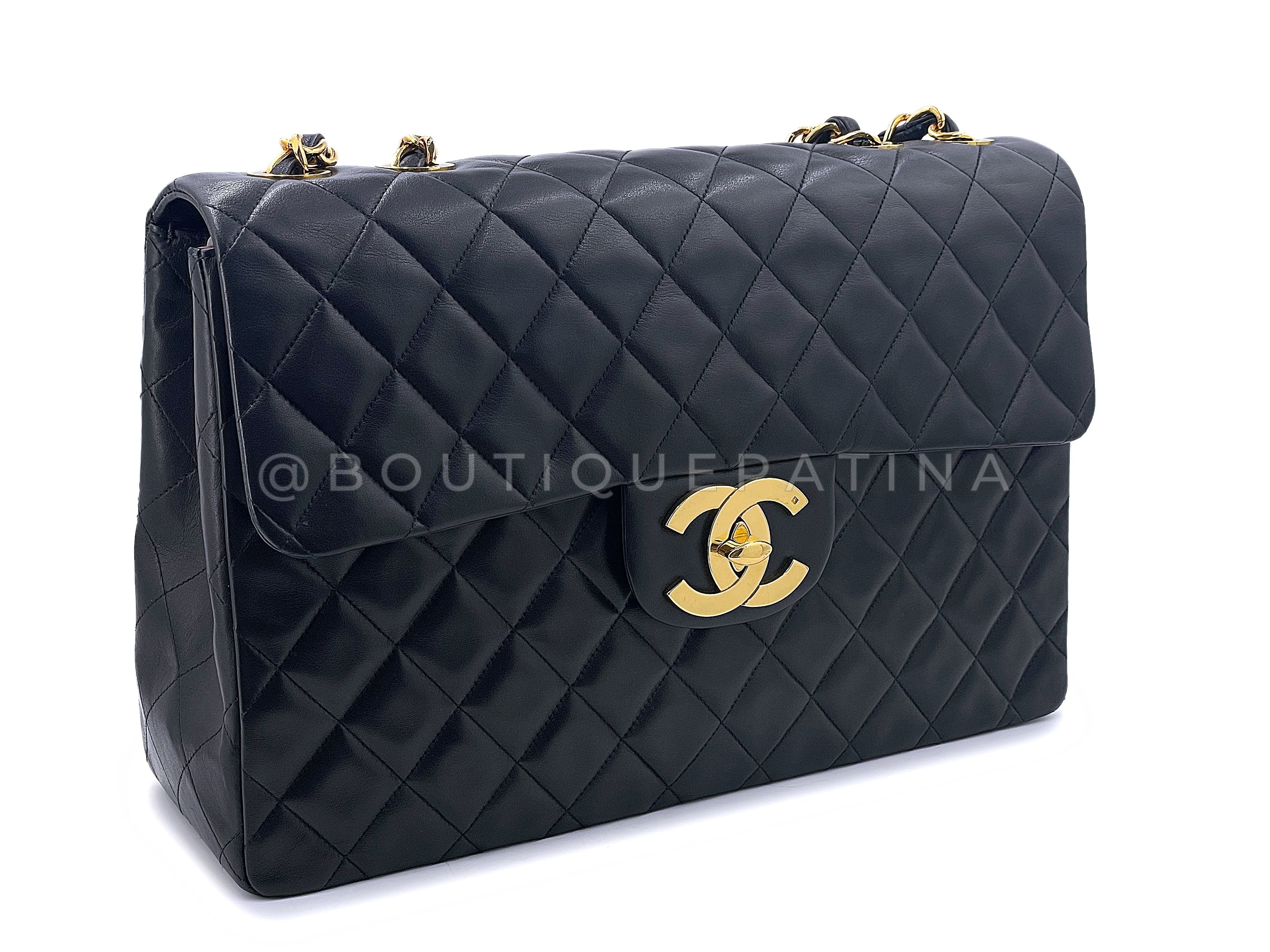 Chanel 1994 Vintage Black Maxi Classic Flap Bag 24k GHW FTD - Image 3