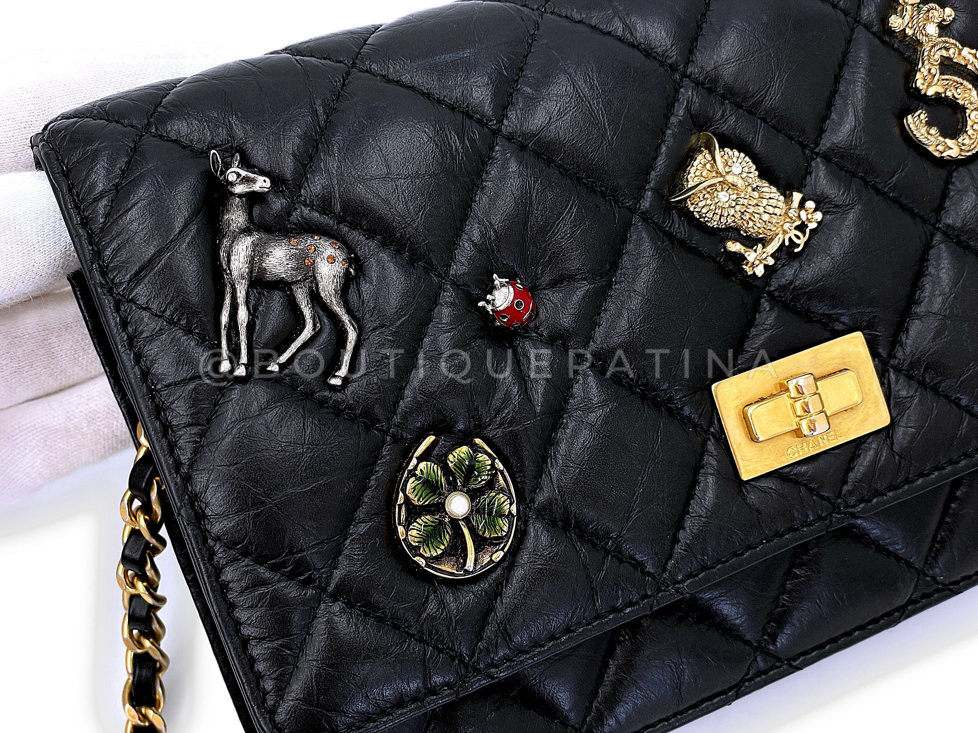 17P Chanel Black Lucky Charms Reissue WOC Wallet on Chain Bag WDE - Image 8