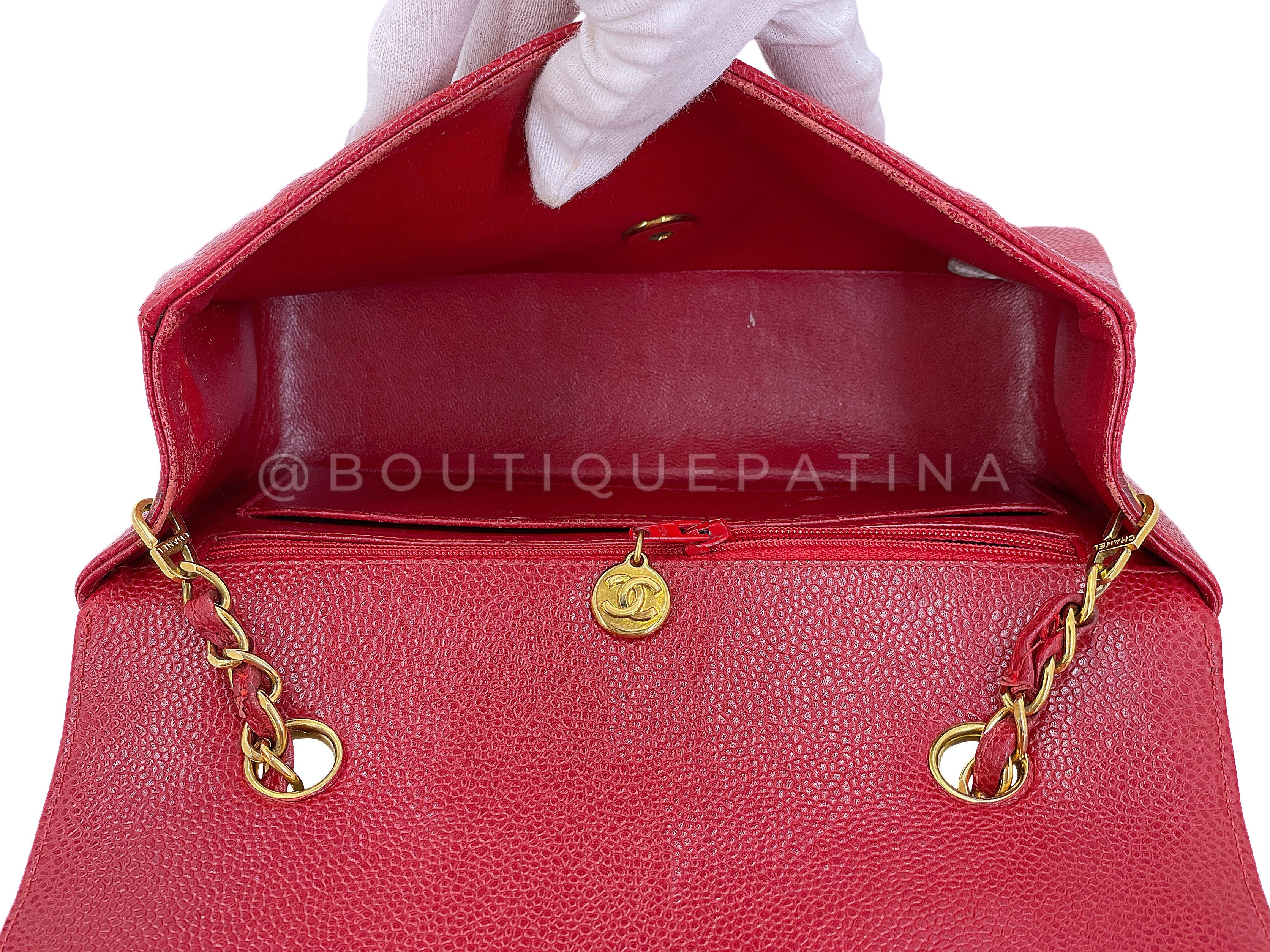 Chanel Vintage Red Caviar Small Diana Flap Bag 24k GHW YRN - Image 10