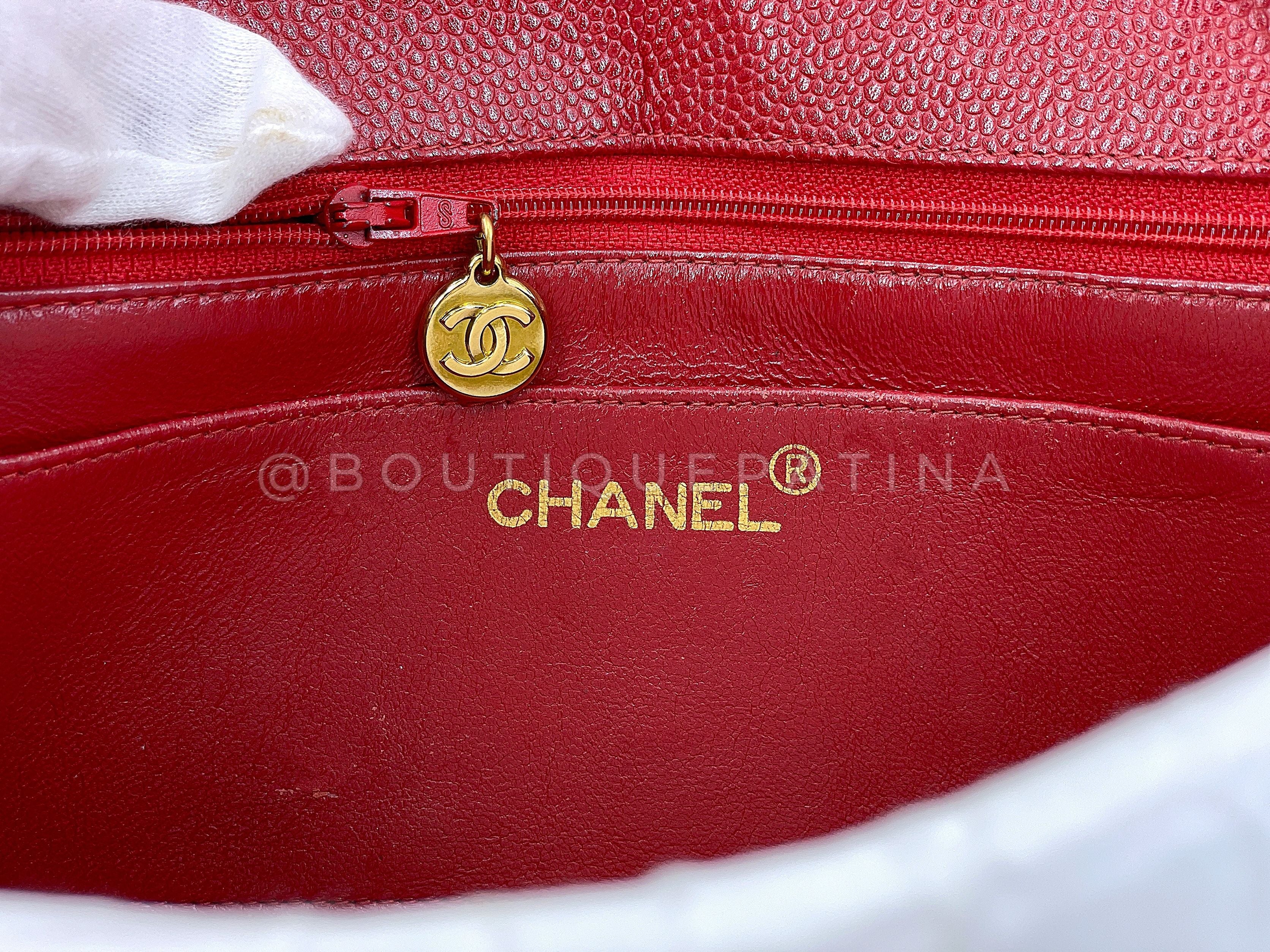 Chanel Vintage Red Caviar Small Diana Flap Bag 24k GHW YRN - Image 11