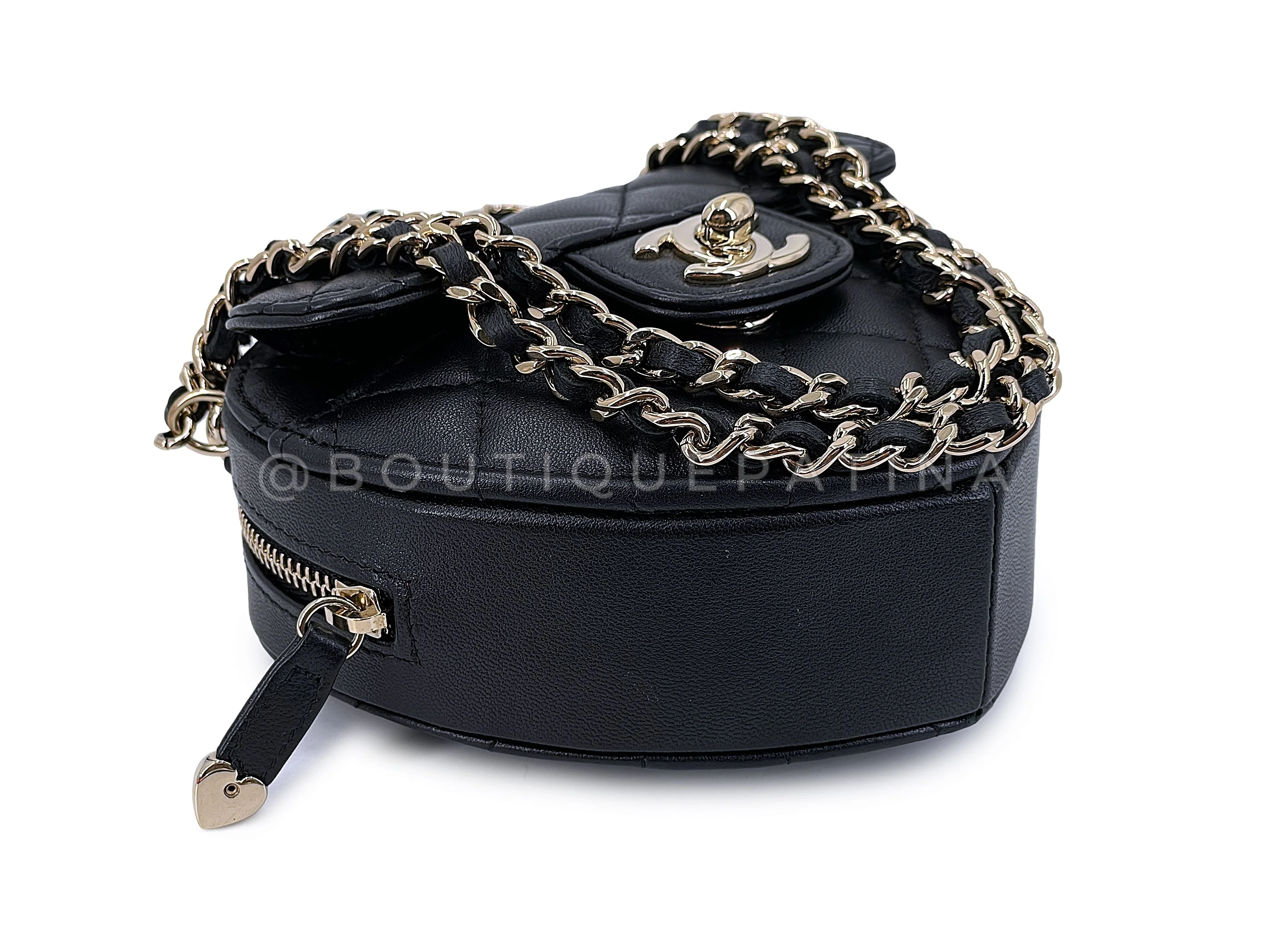 Chanel CC In Love Black Heart Bag Mini Crossbody GHW - Image 7