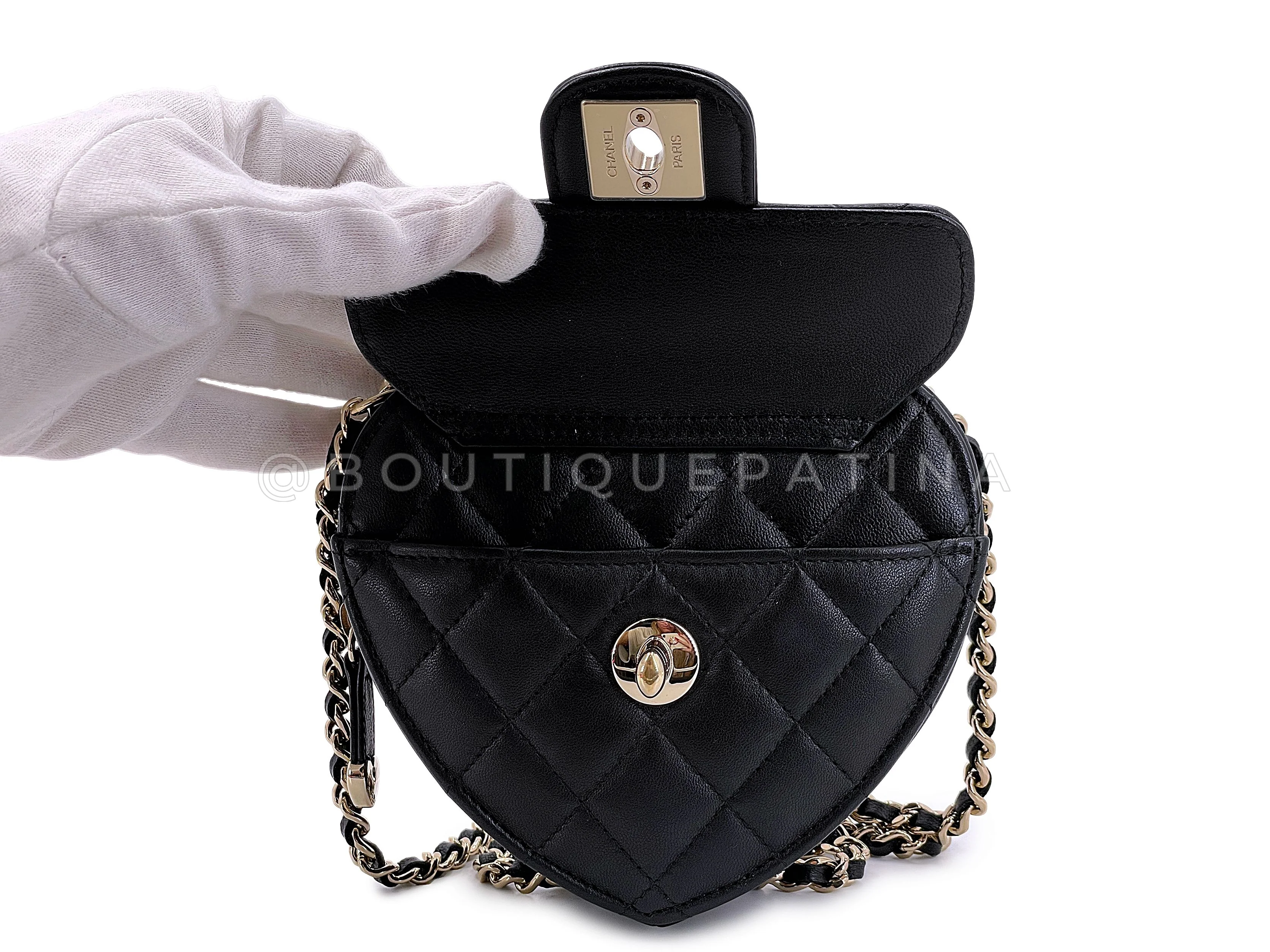 Chanel CC In Love Black Heart Bag Mini Crossbody GHW - Image 8