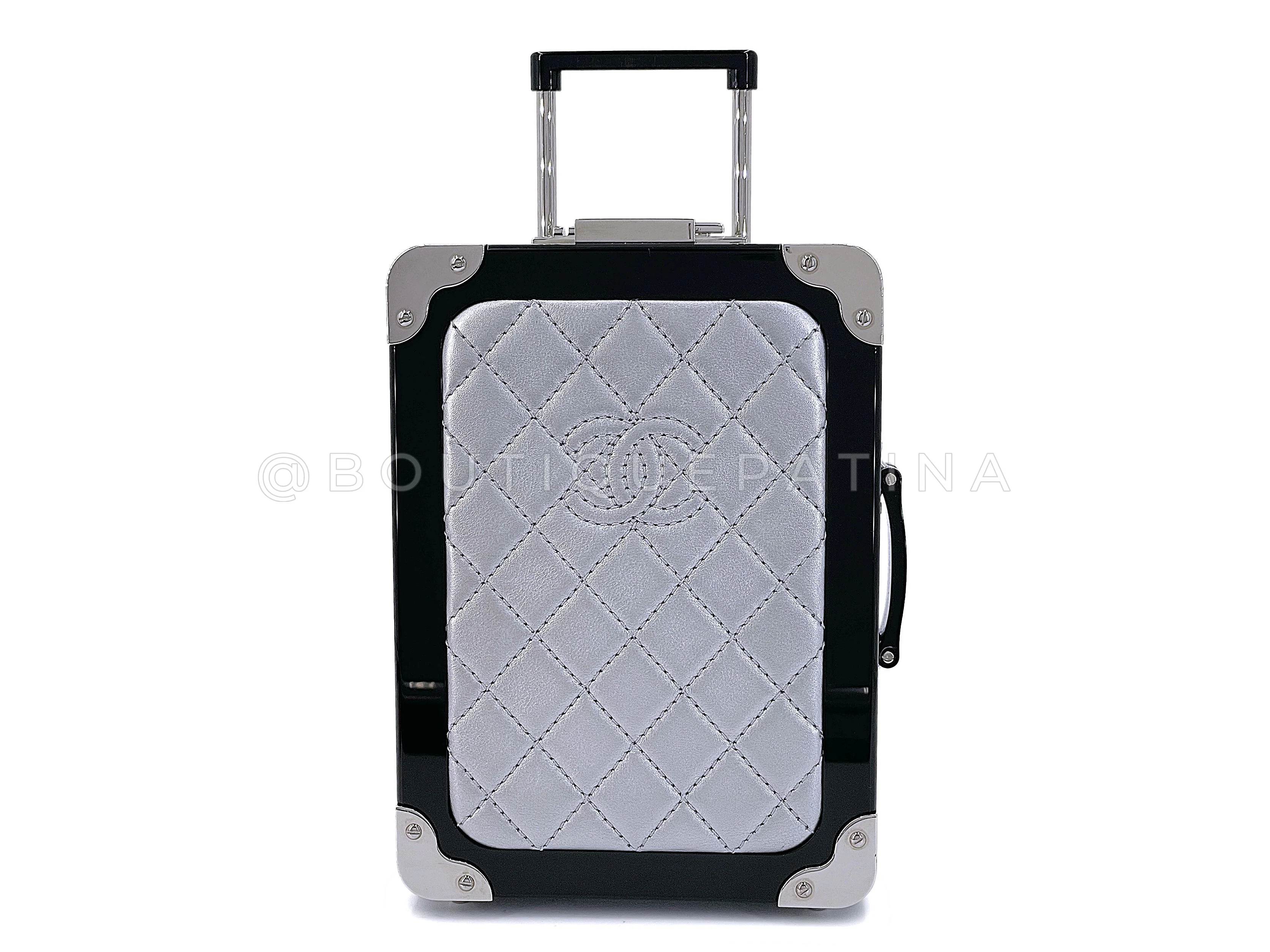 Chanel 2016 Airlines Evening In The Air Trolley Minaudière Clutch Bag Gray Silver LEG - Image 2