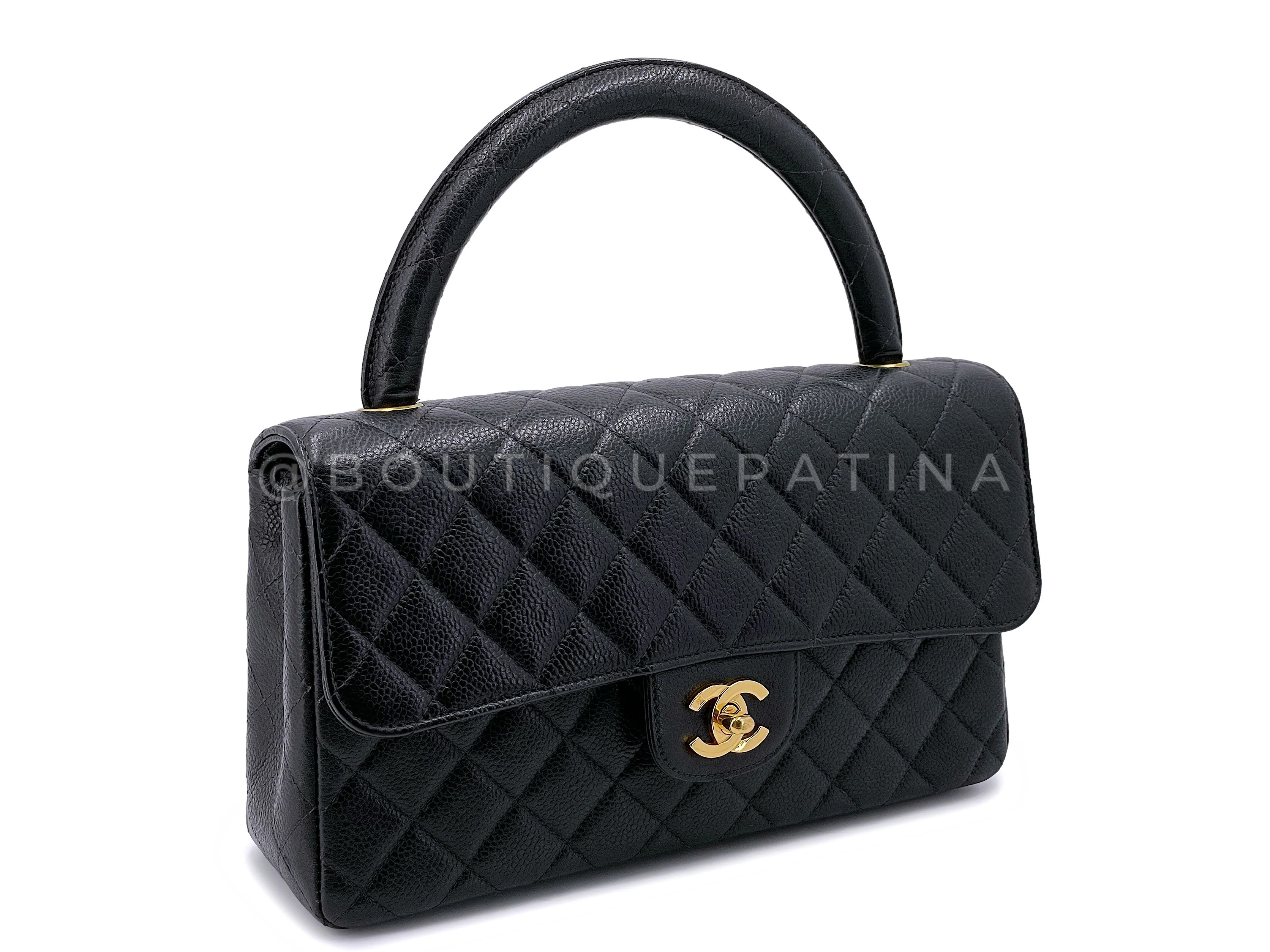 Chanel 1997 Vintage Black Caviar Kelly Flap Parent Bag 24k GHW S0Z - Image 2