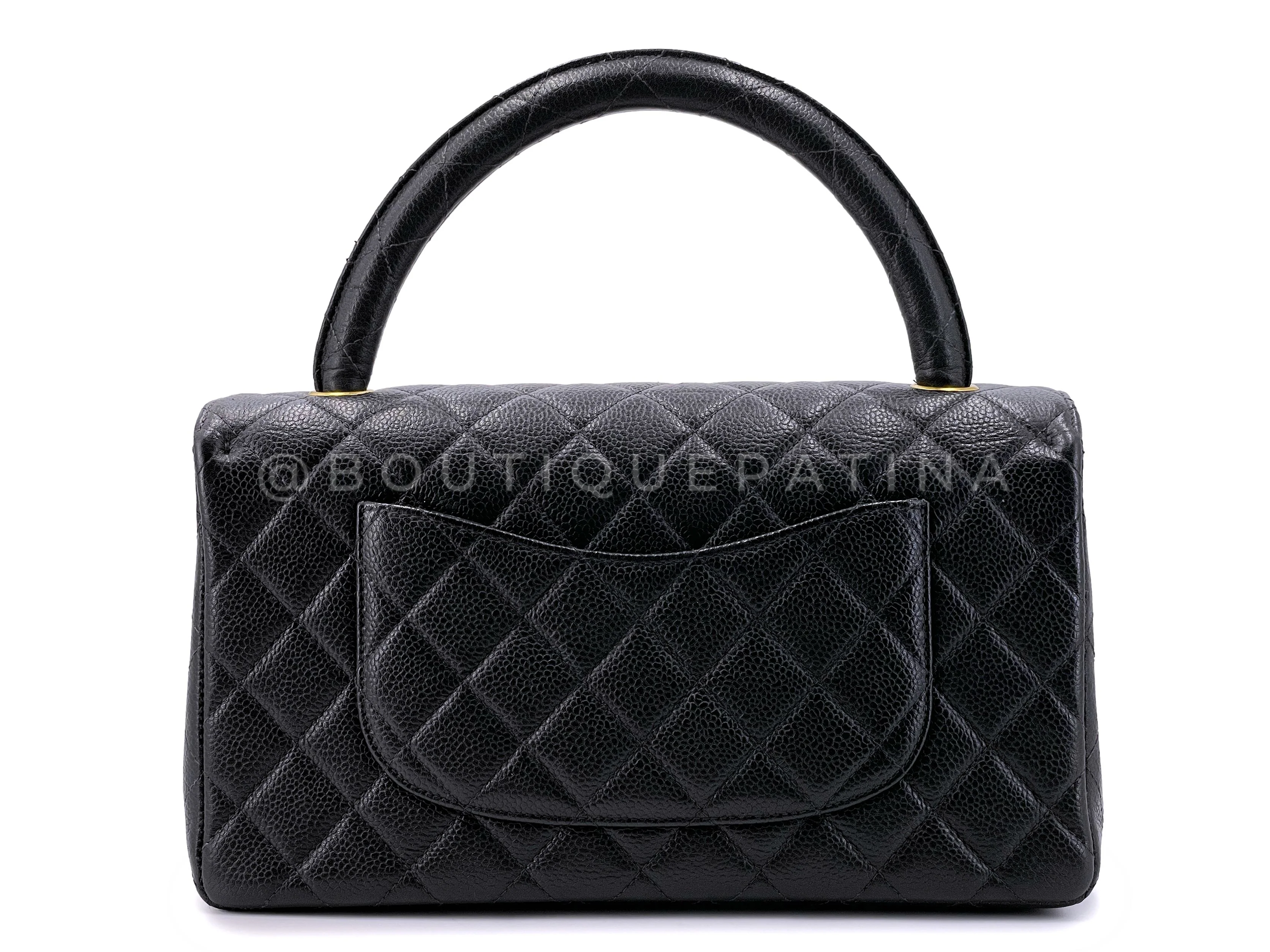 Chanel 1997 Vintage Black Caviar Kelly Flap Parent Bag 24k GHW S0Z - Image 5