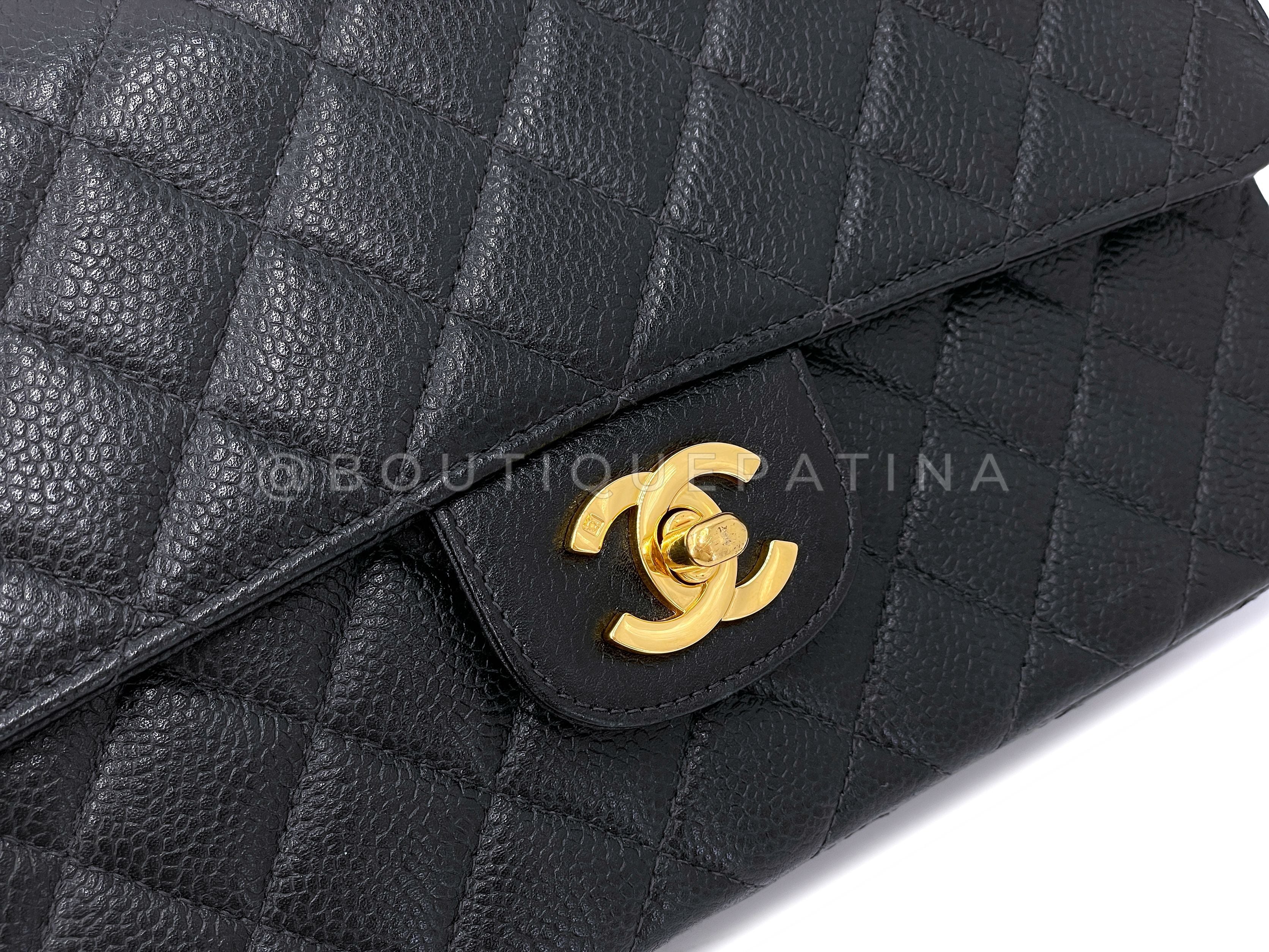 Chanel 1997 Vintage Black Caviar Kelly Flap Parent Bag 24k GHW S0Z - Image 8