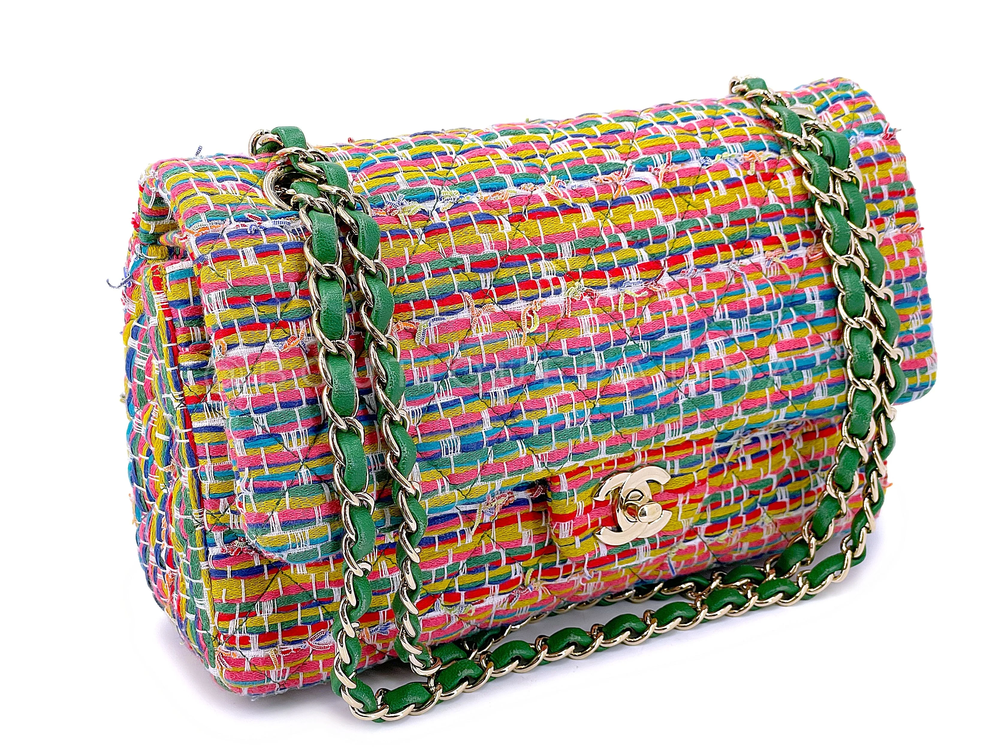 Chanel Rainbow Boucle Tweed Medium Classic Double Flap Bag GHW - Image 2
