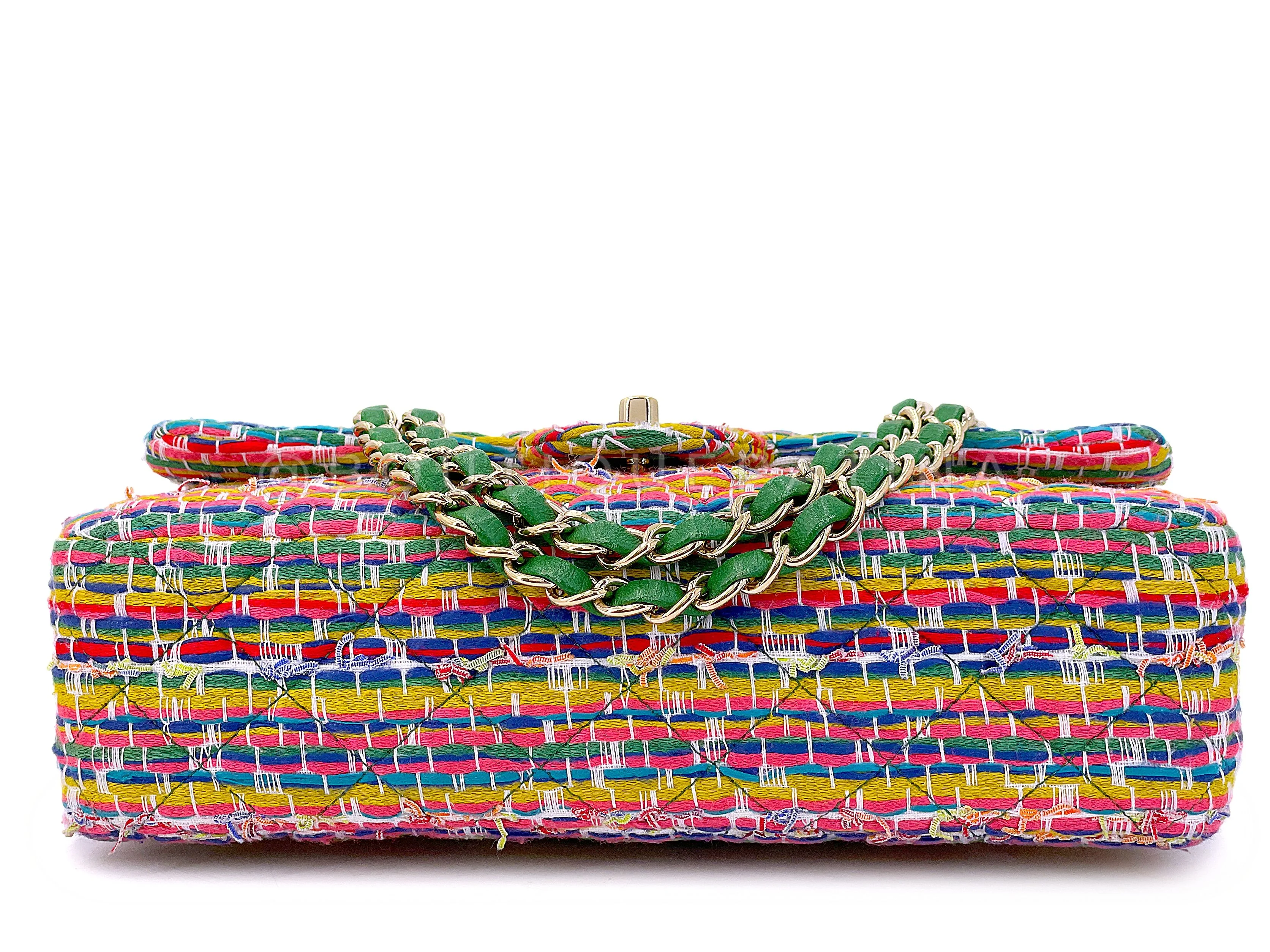 Chanel Rainbow Boucle Tweed Medium Classic Double Flap Bag GHW - Image 6