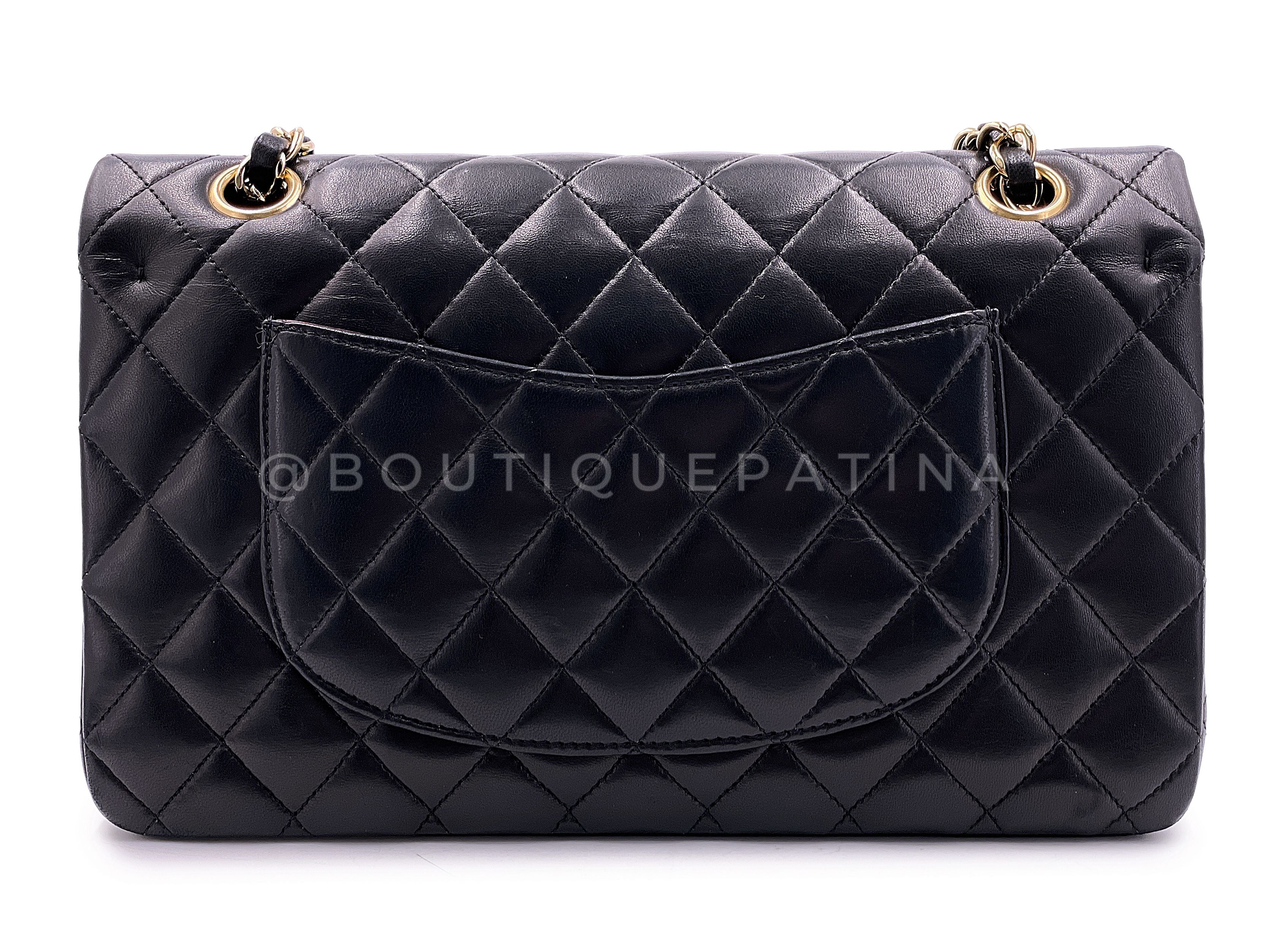 Pristine Chanel 2008 Vintage Black Medium Classic Double Flap Bag 24k GHW Lambskin 0O3 - Image 5