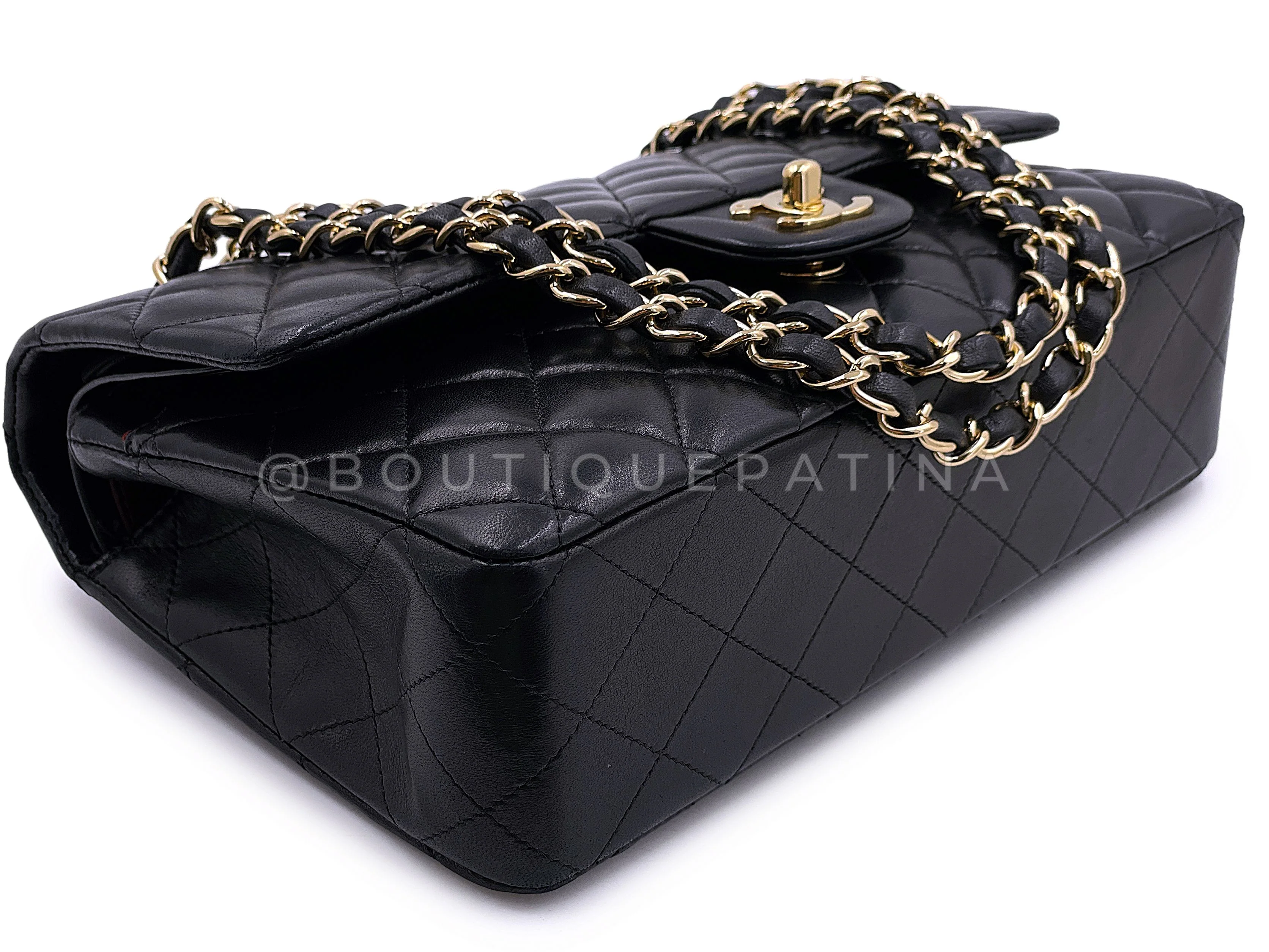 Pristine Chanel 2008 Vintage Black Medium Classic Double Flap Bag 24k GHW Lambskin 0O3 - Image 7