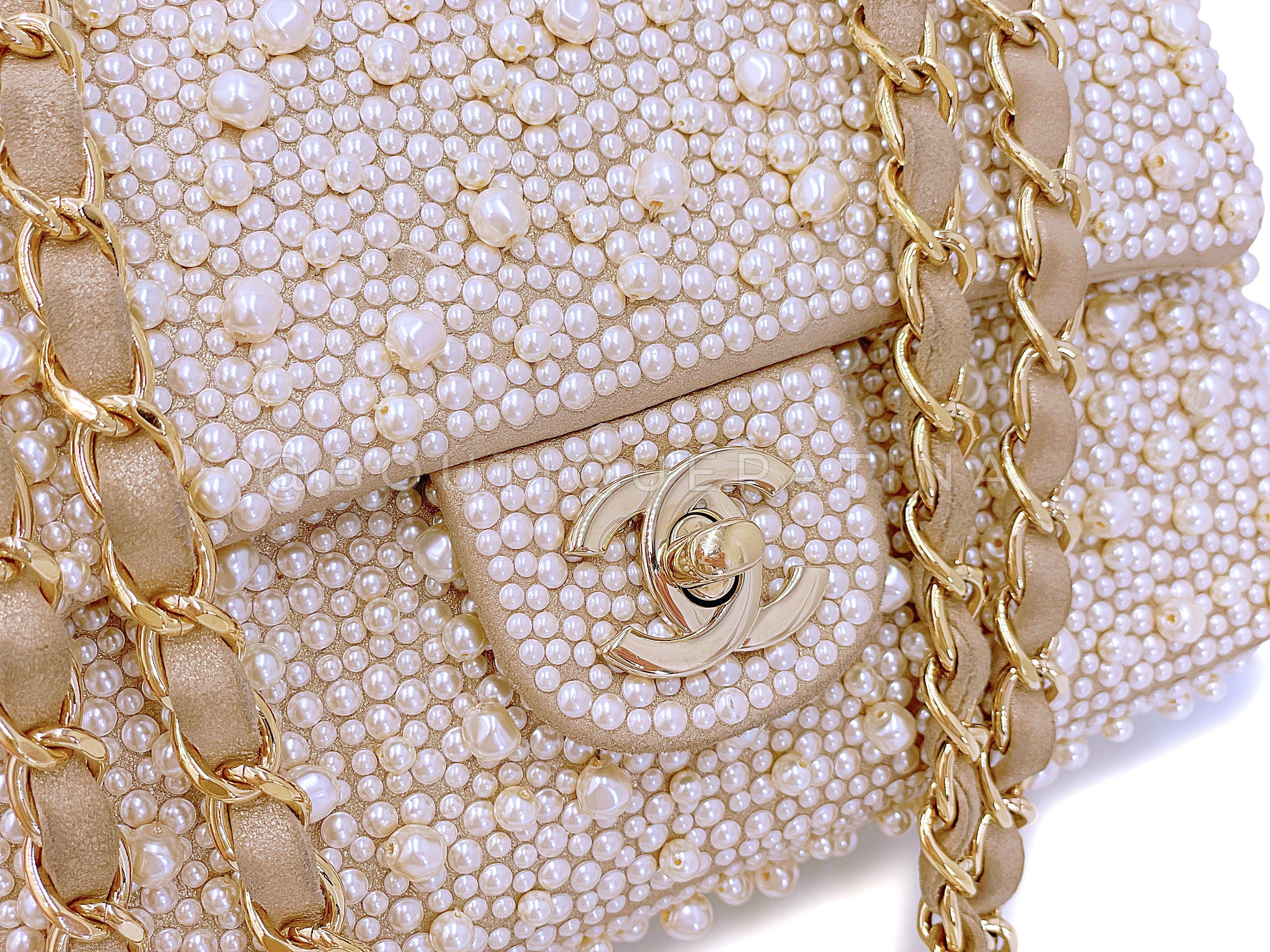 Rare Chanel 17A Pearl Mini Flap Bag Paris-Cosmopolite Metiers D'Art Pale Gold FWW - Image 8