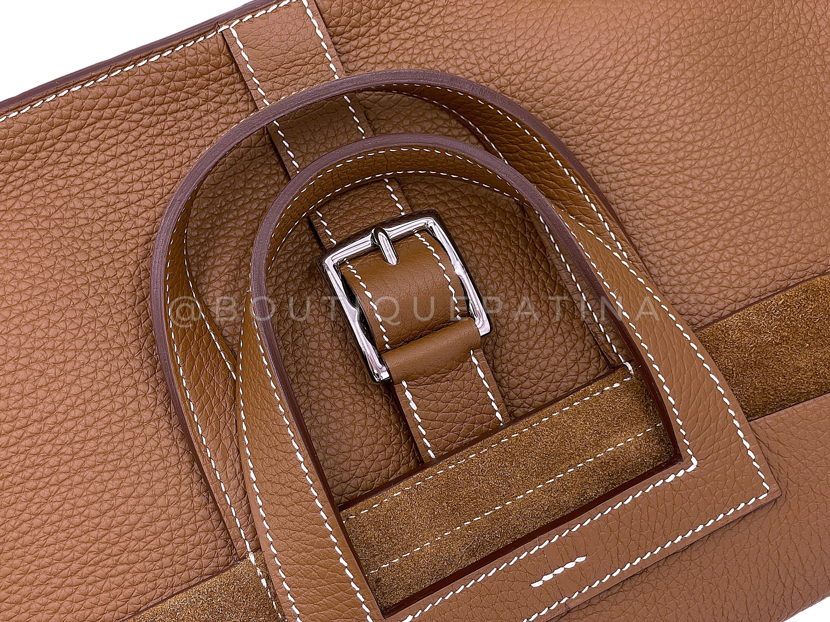 Hermès Alezan H Halzan 4-way Buckled Shoulder Bag Gold Camel Beige DLS - Image 12