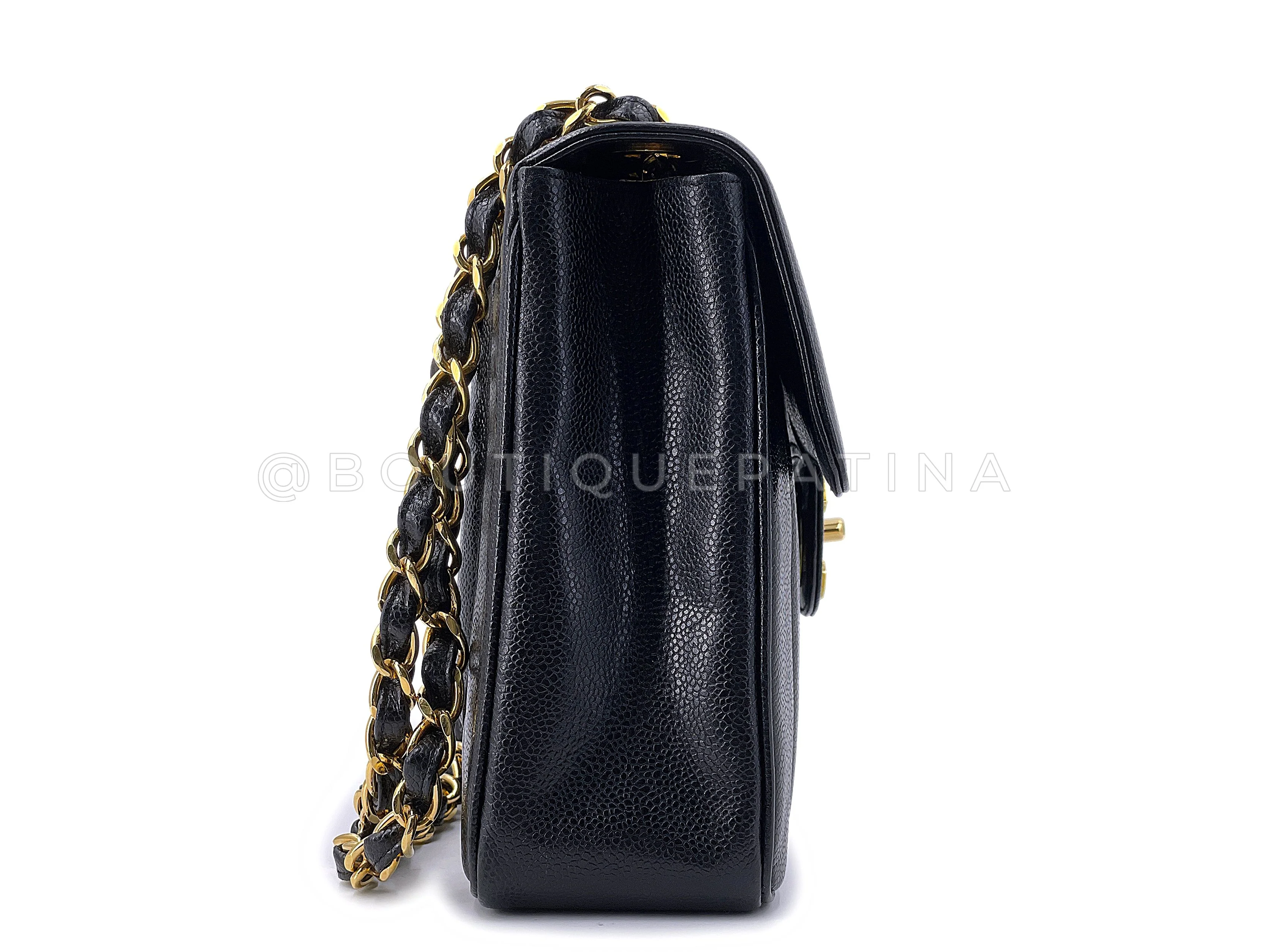 Chanel Vintage Black Caviar Mademoiselle Jumbo Classic Flap Bag 24k GHW - Image 4