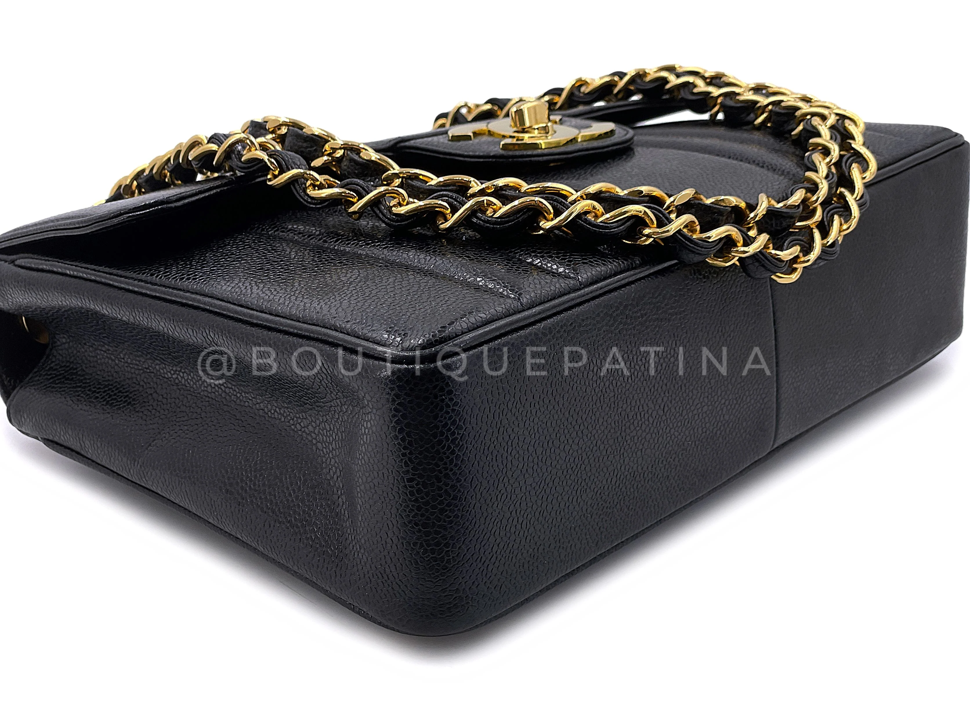 Chanel Vintage Black Caviar Mademoiselle Jumbo Classic Flap Bag 24k GHW - Image 7
