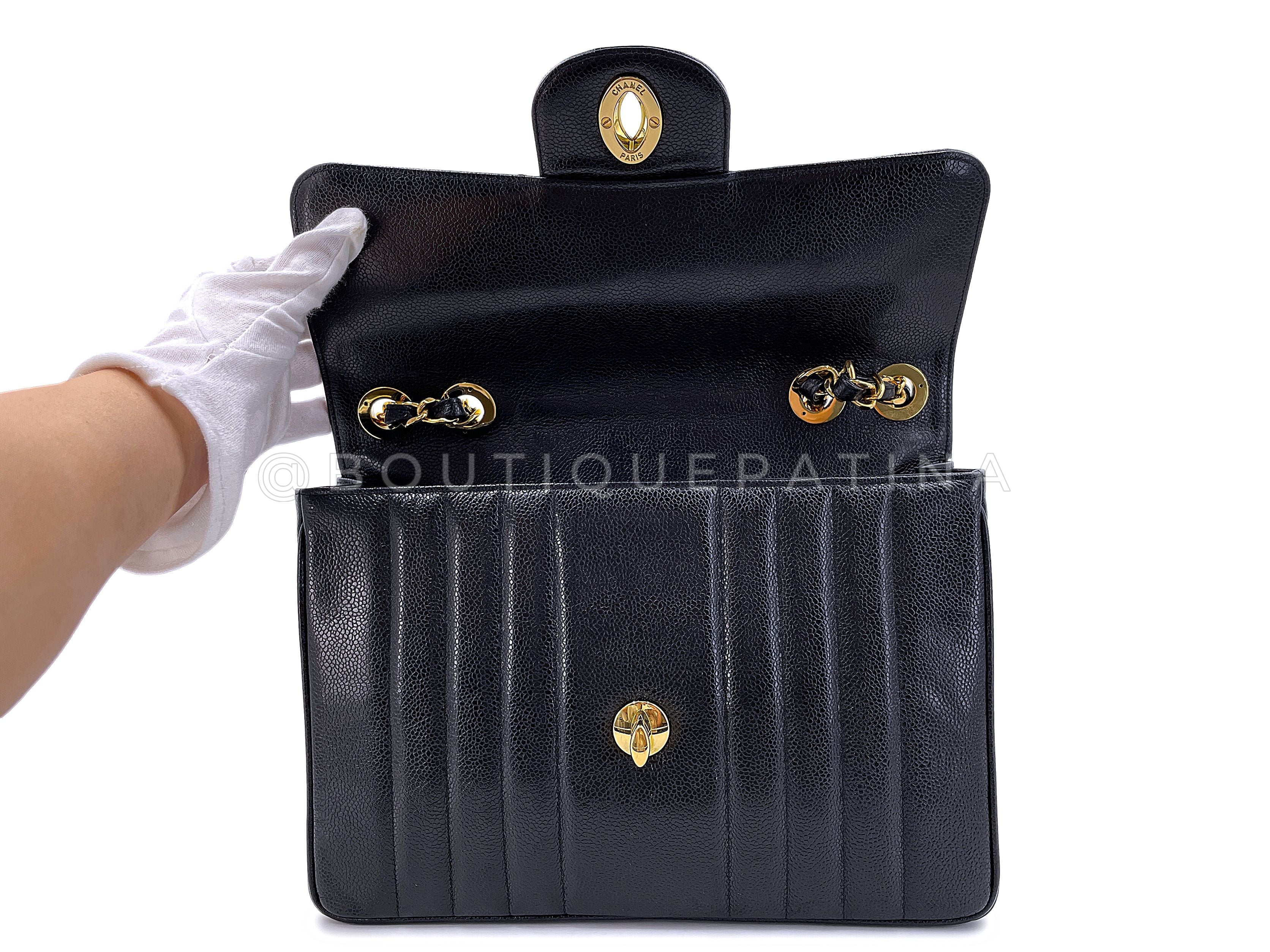 Chanel Vintage Black Caviar Mademoiselle Jumbo Classic Flap Bag 24k GHW - Image 9