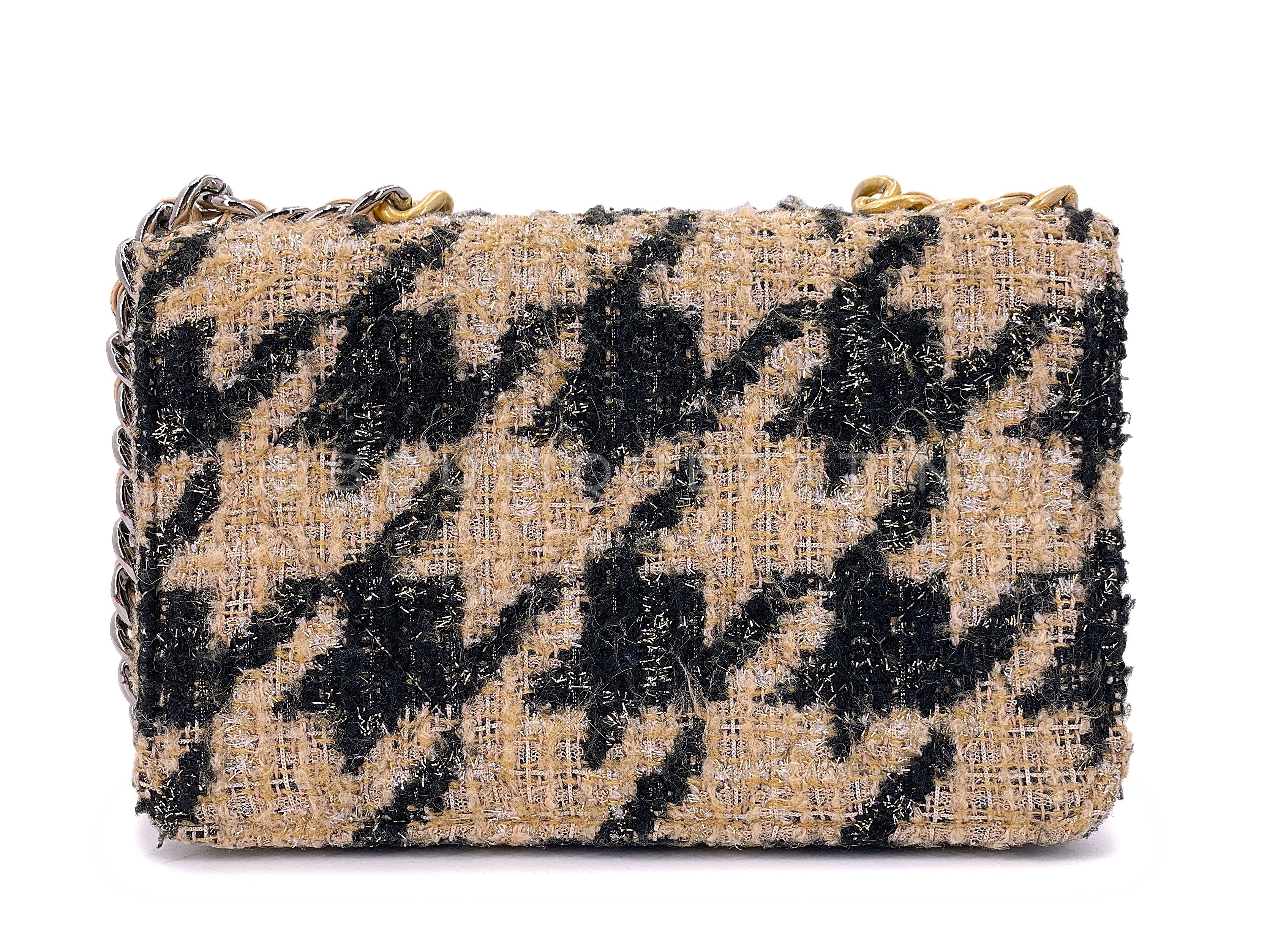 Chanel 19 19K Beige-Black Houndstooth Wallet on Chain WOC Bag Set JV3 - Image 5